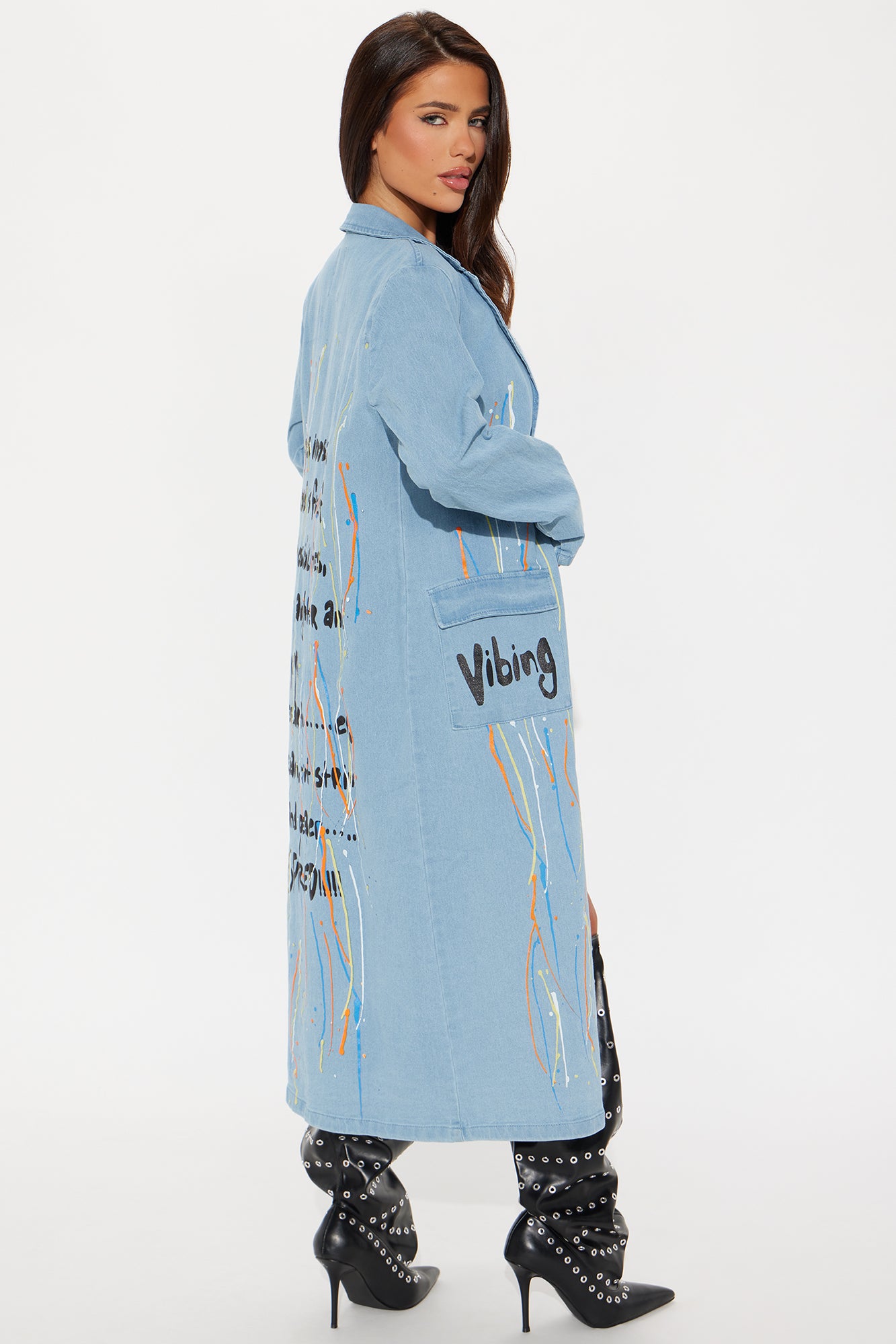 Be Inspired Denim Trench - Light Blue Wash