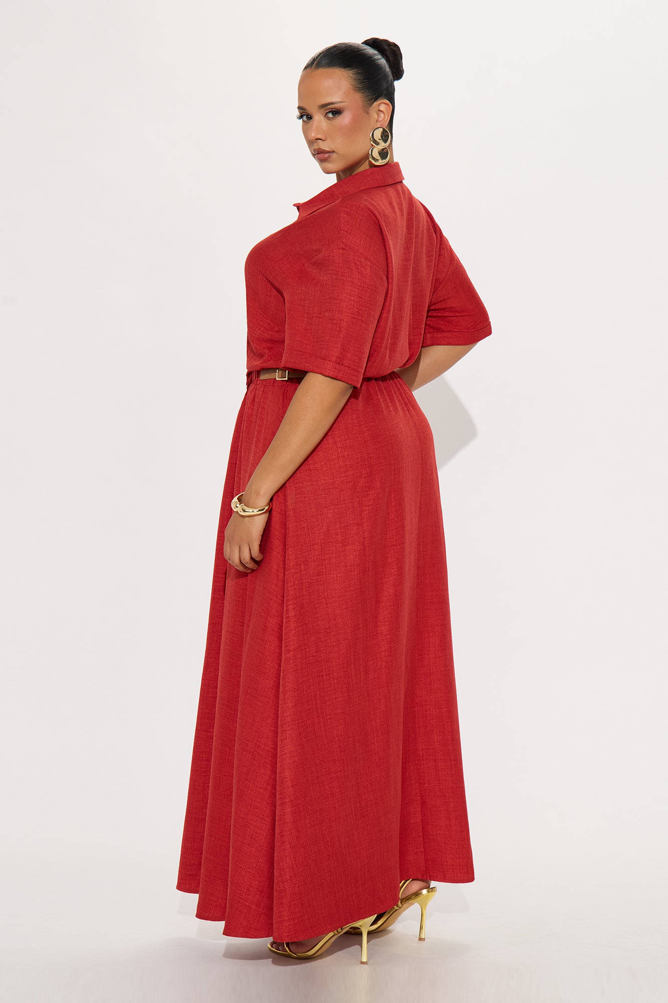 Georgiana Button Up Maxi Dress - Rust