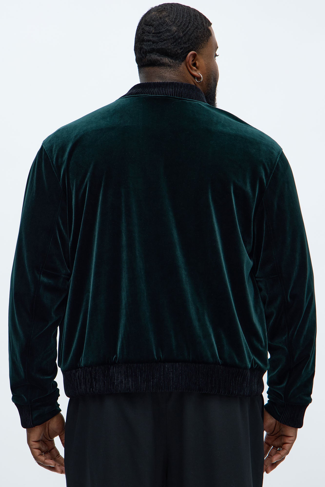 Elevated Velvet Bomber Jacket - Green