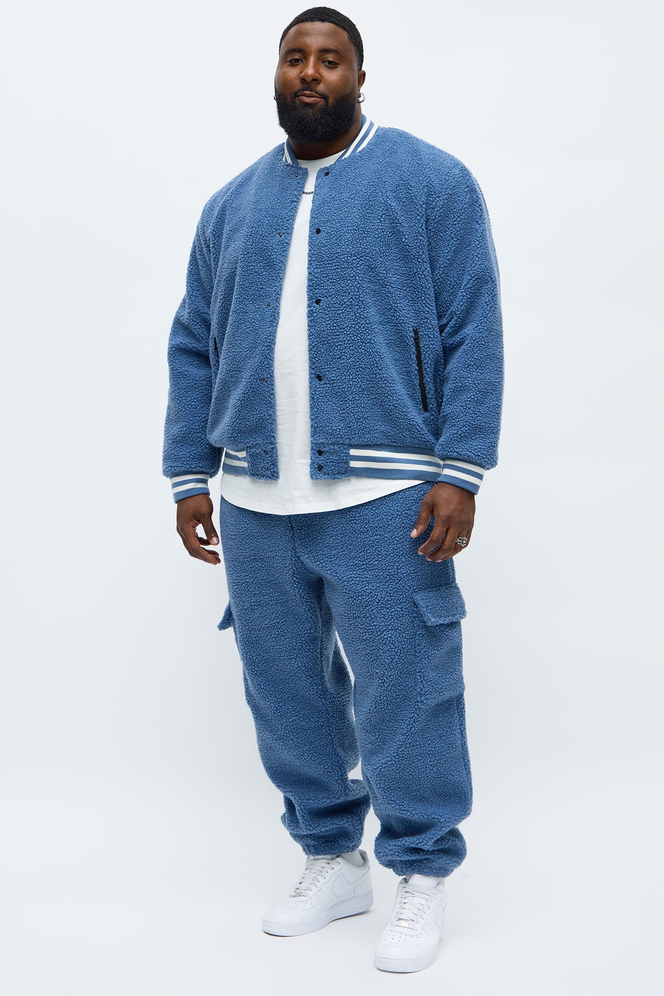 Teddy Varsity Sherpa Jacket - Light Blue