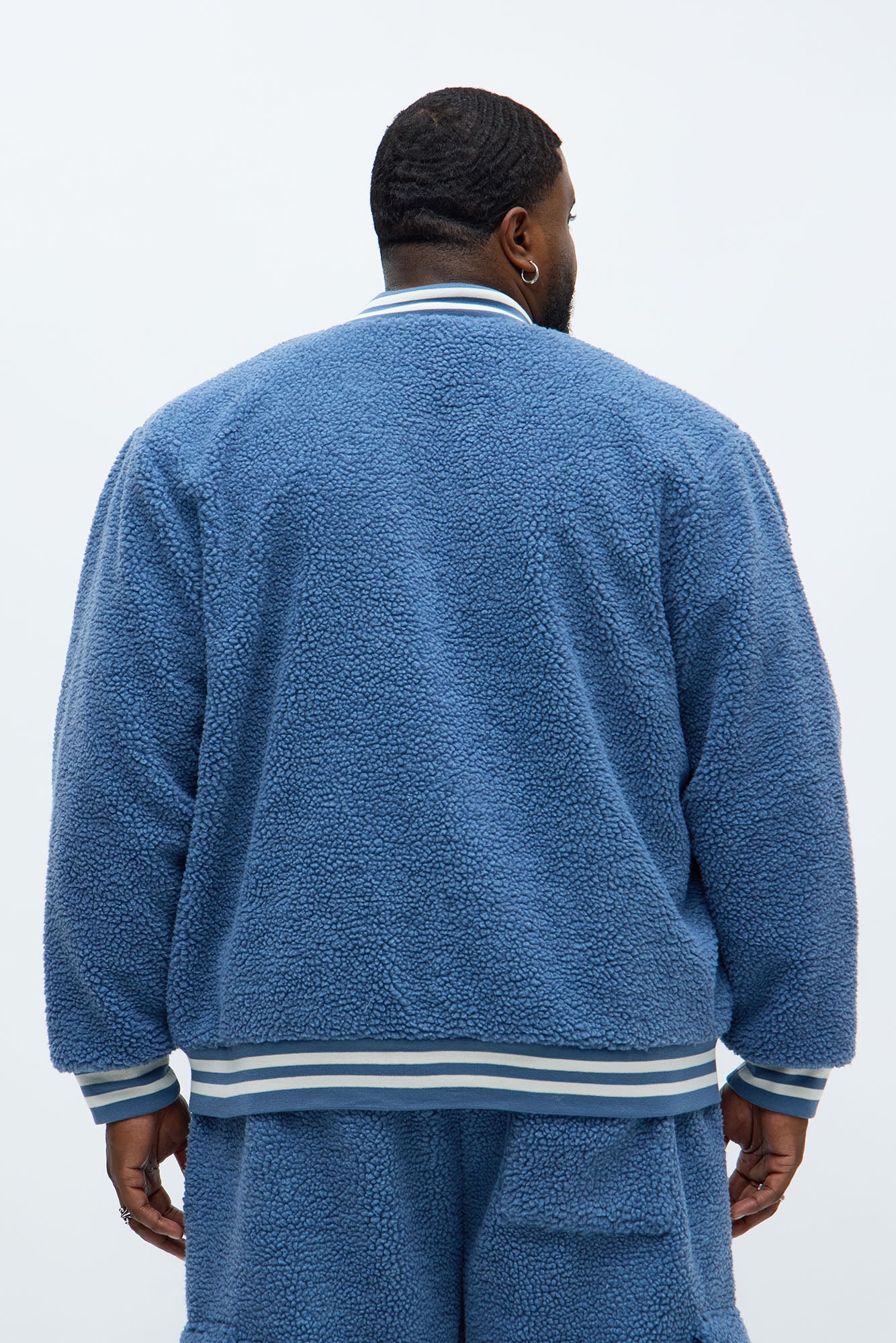 Teddy Varsity Sherpa Jacket - Light Blue