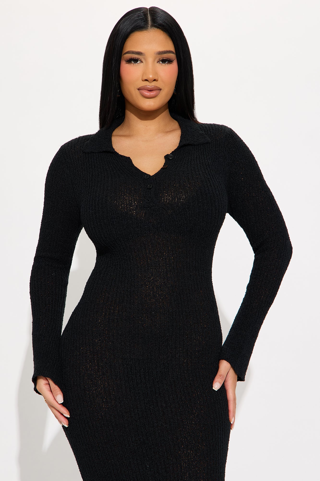 Angelic Sweater Maxi Dress - Black