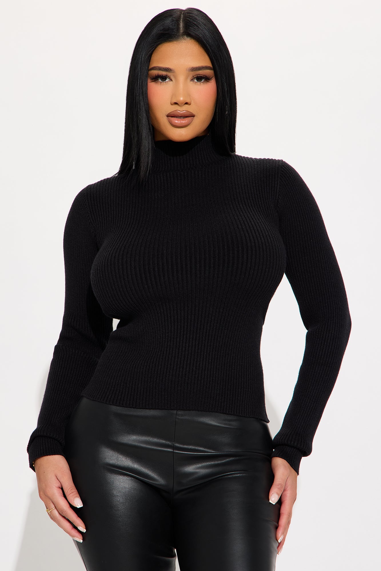Strapped In Lace Up Sweater Top - Black