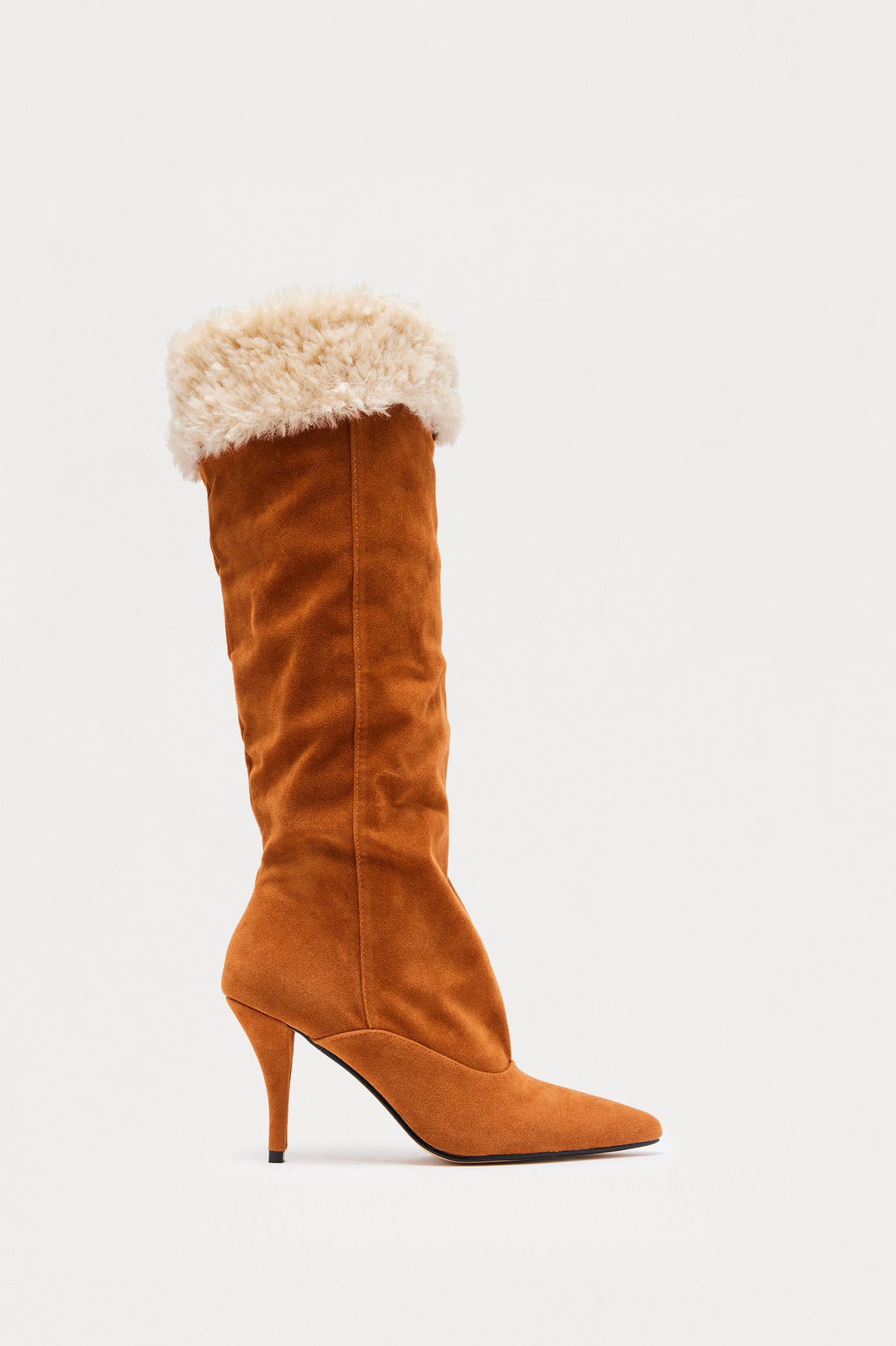 Seattle Ruched Knee High Boots - Chestnut