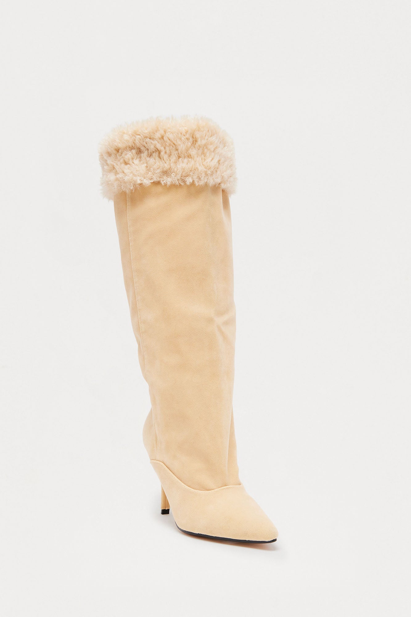 Seattle Ruched Knee High Boots - Sand