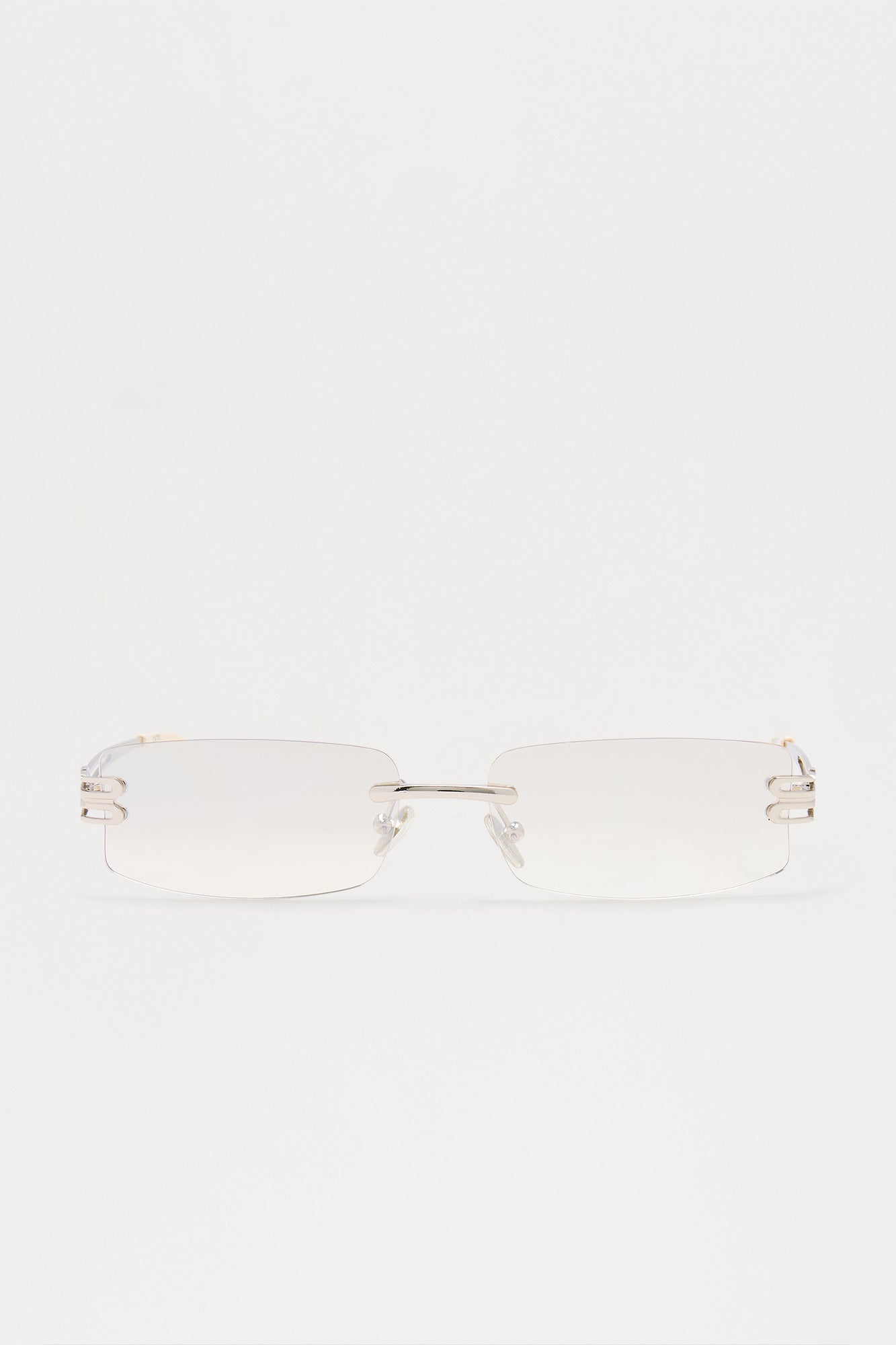 Sleek Frameless Metal Sunglasses - White