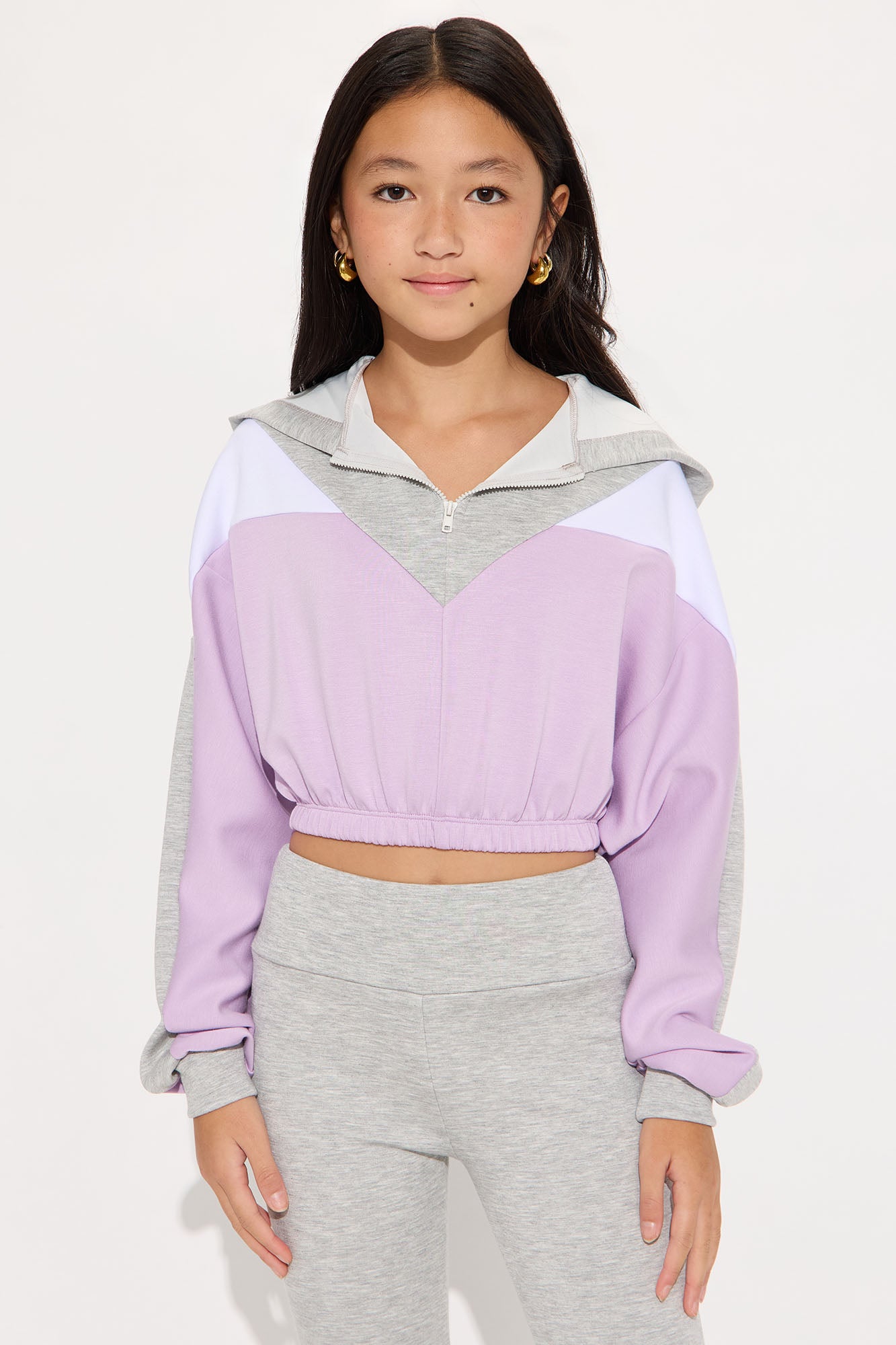 Mini Endless Joy Quarter Zip Pant Set - Lavender