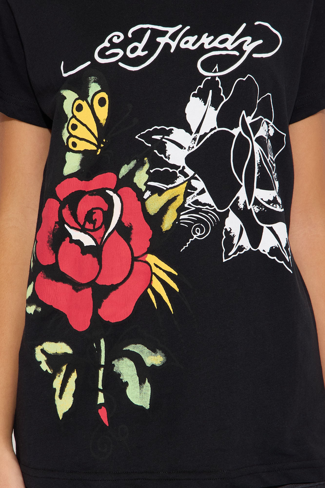 Mini Ed Hardy Roses Short Sleeve Tee - Black