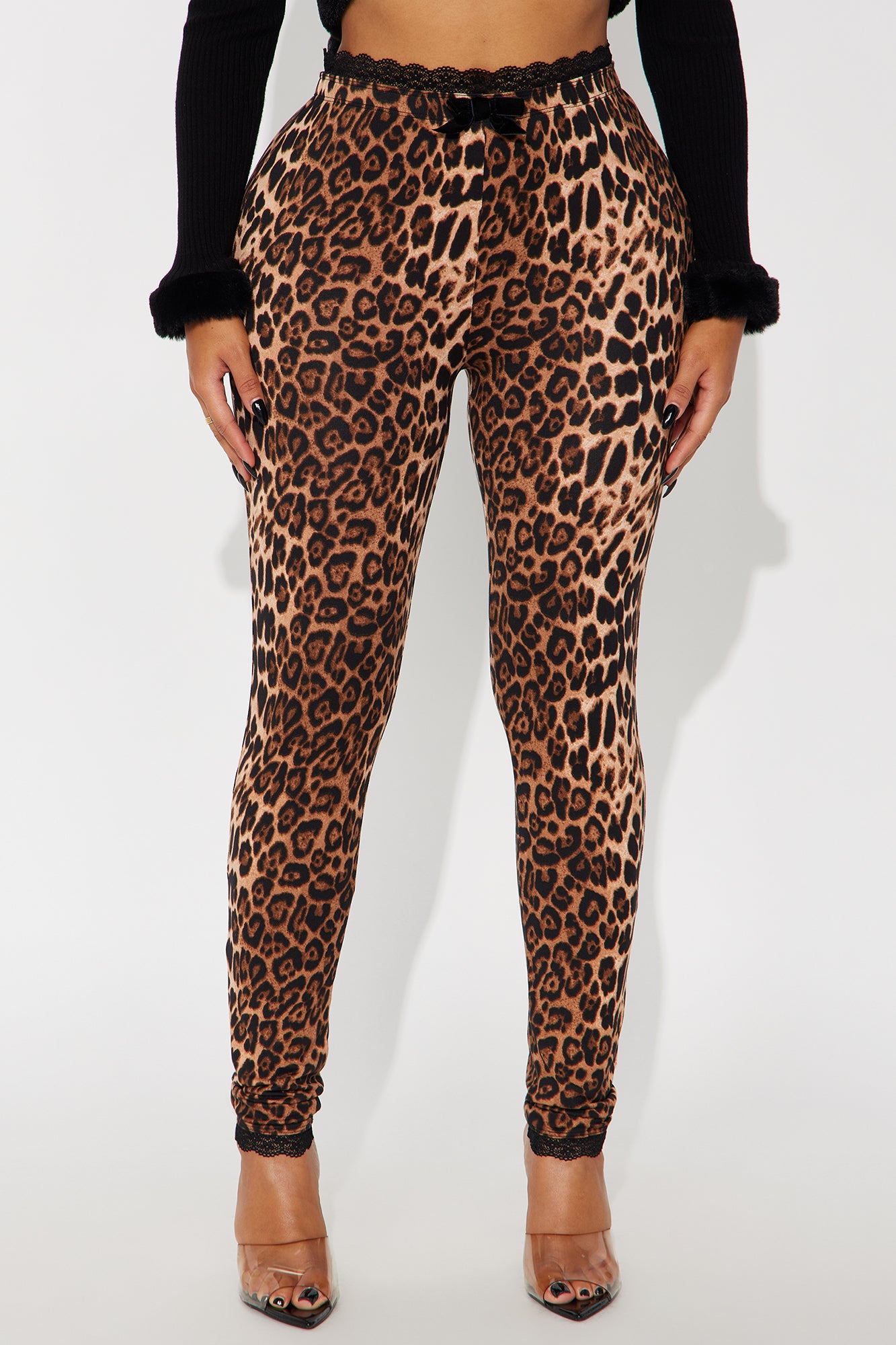 Florentina Lace Trim Legging - Brown/combo