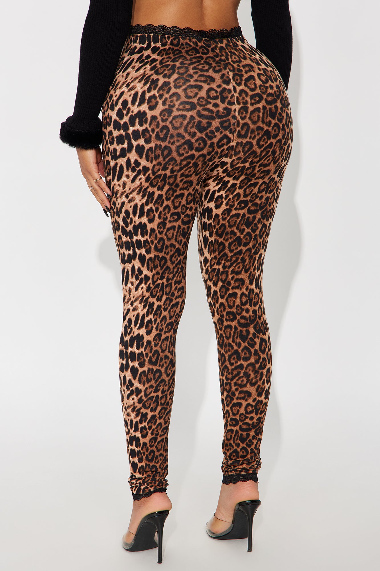 Florentina Lace Trim Legging - Brown/combo