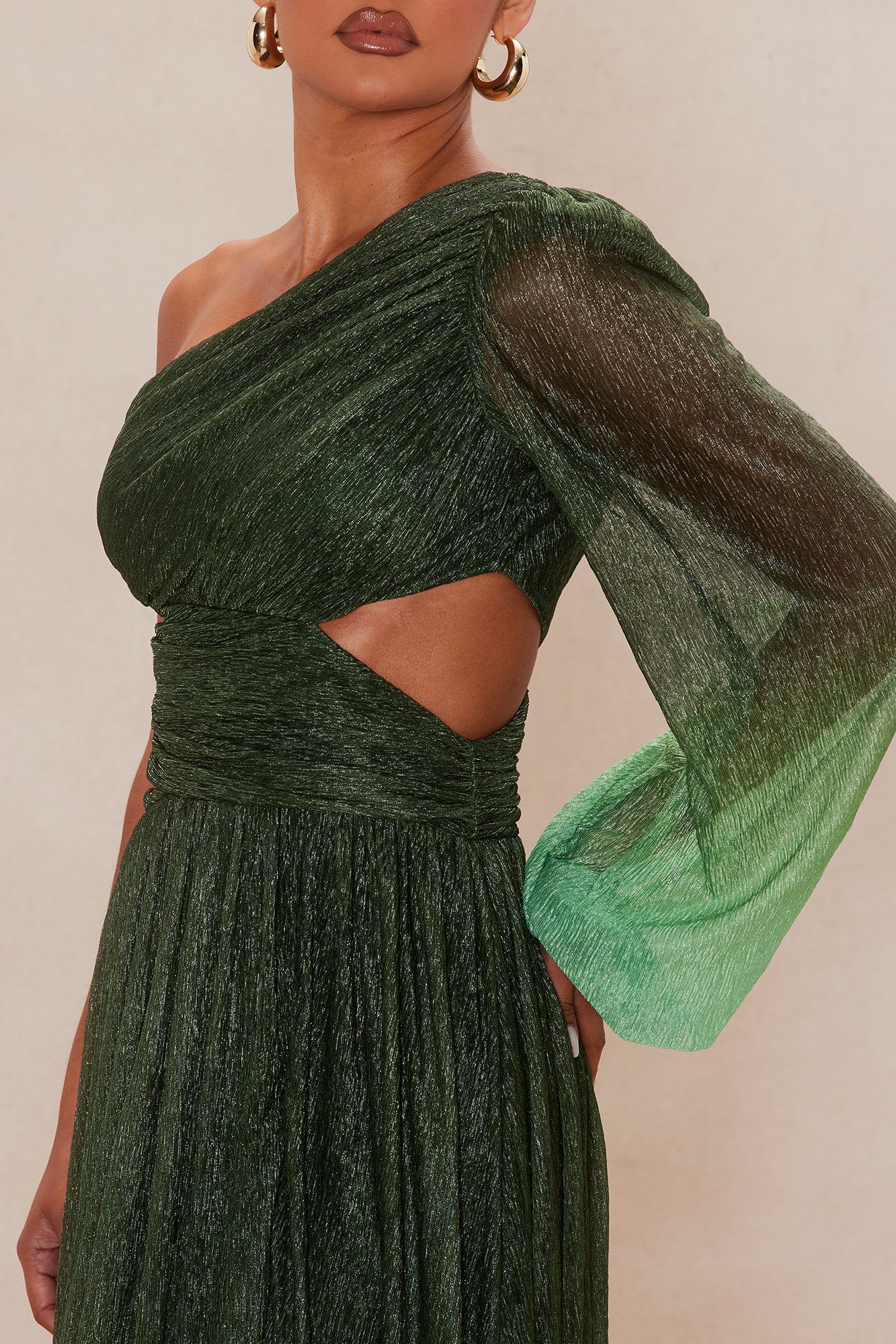 Glitter Dilemma Ombre Gown - Green