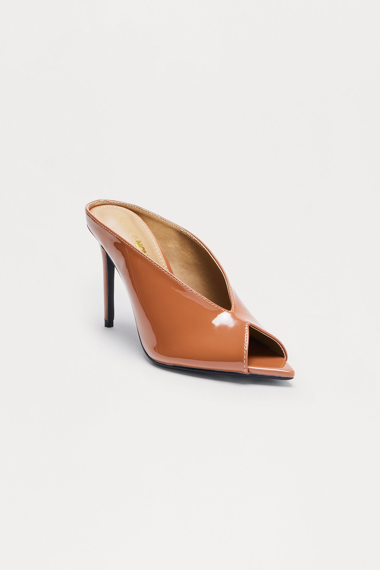 Kingsley Faux Patent Stiletto Heels - Nude