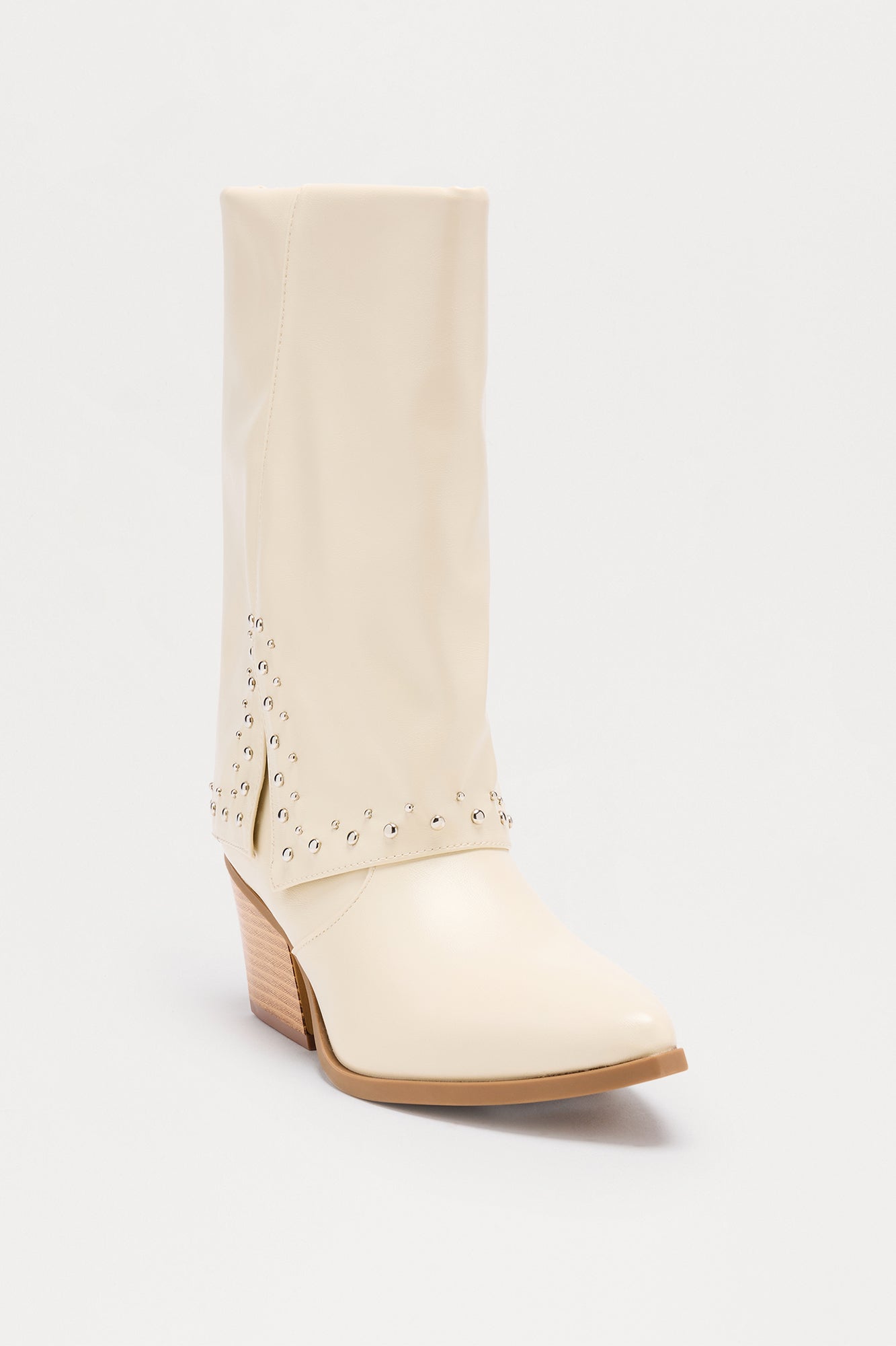 Thatcher Studded Overlay Booties - Ivory