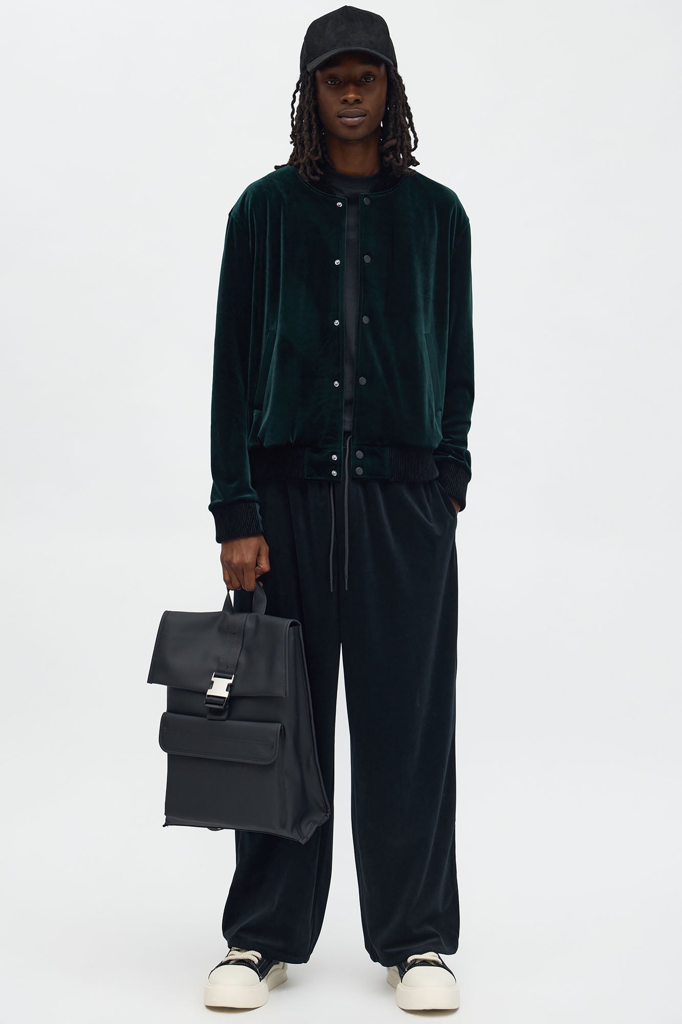 Elevated Velvet Bomber Jacket - Green