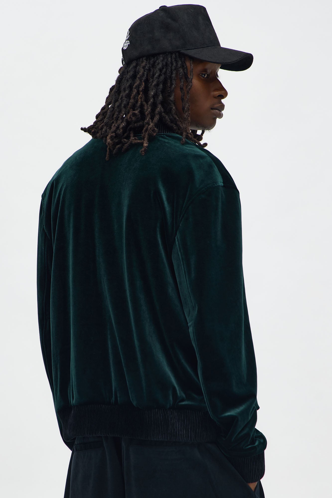 Elevated Velvet Bomber Jacket - Green