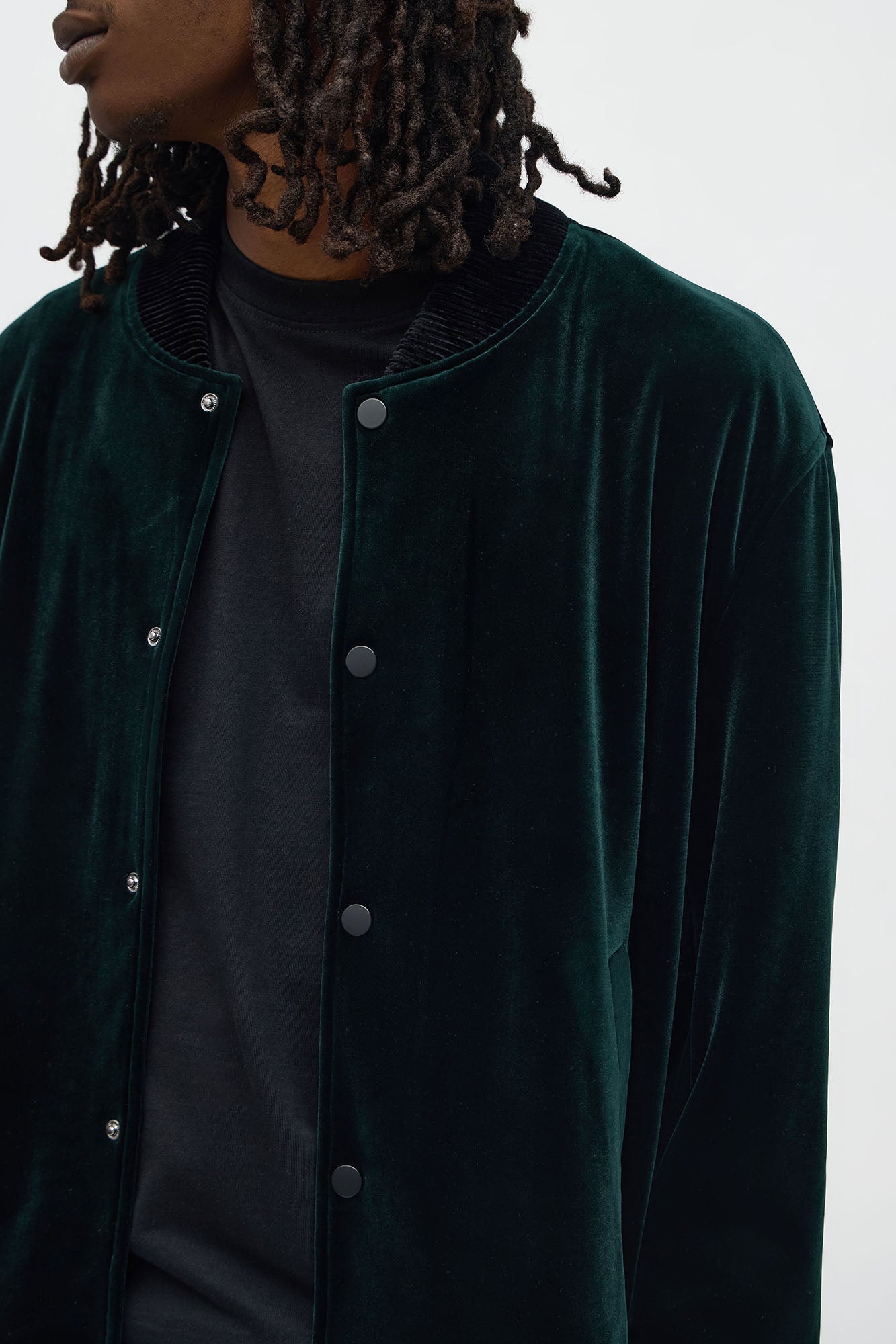 Elevated Velvet Bomber Jacket - Green