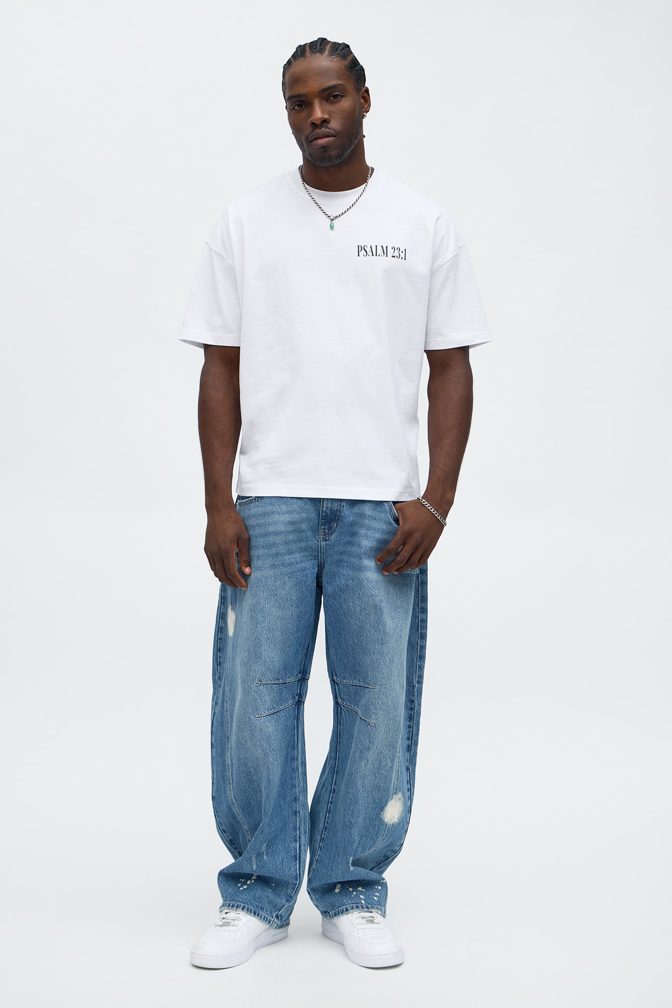 Psalms 23 Verse 1 Oversized Short Sleeve Tee - White