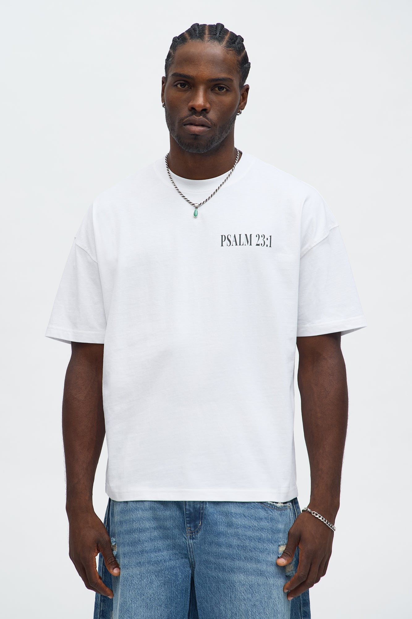 Psalms 23 Verse 1 Oversized Short Sleeve Tee - White