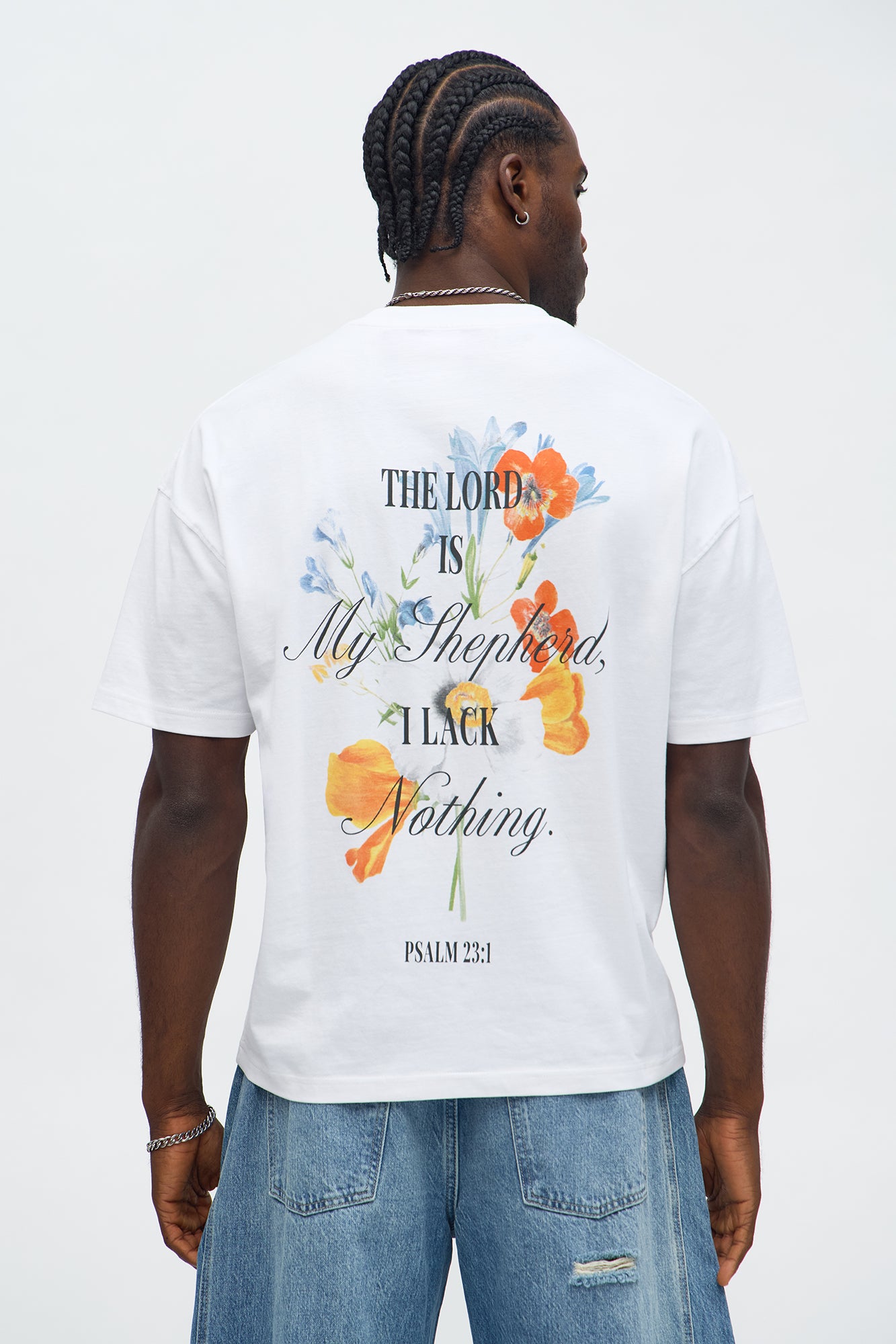 Psalms 23 Verse 1 Oversized Short Sleeve Tee - White