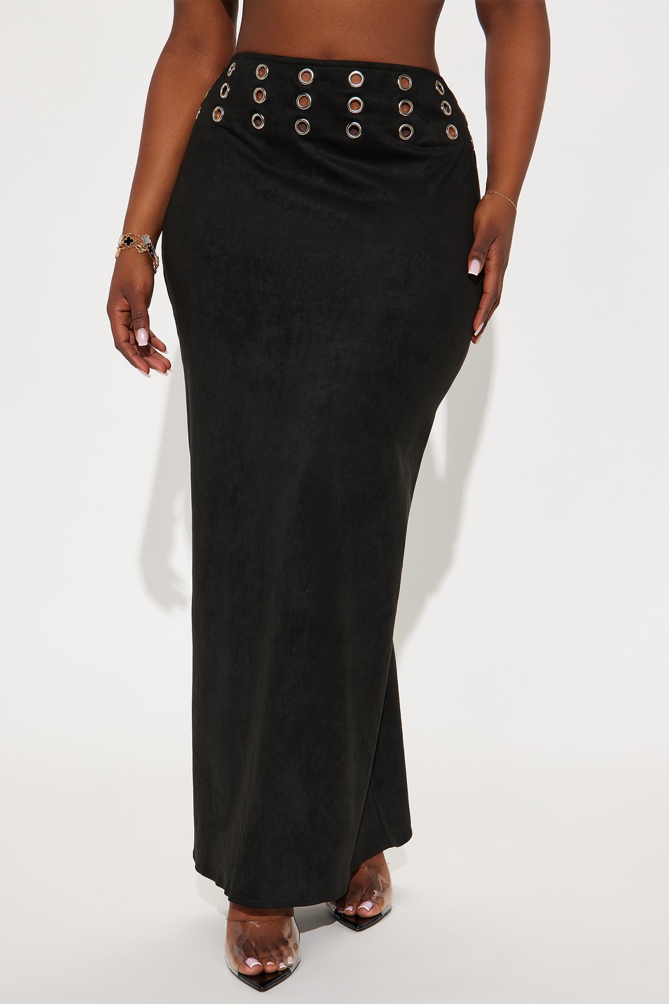 Harlowe Suede Maxi Skirt - Black