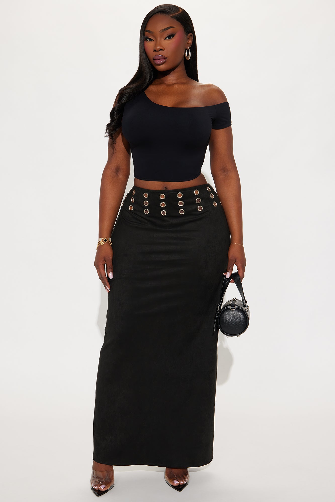 Harlowe Suede Maxi Skirt - Black