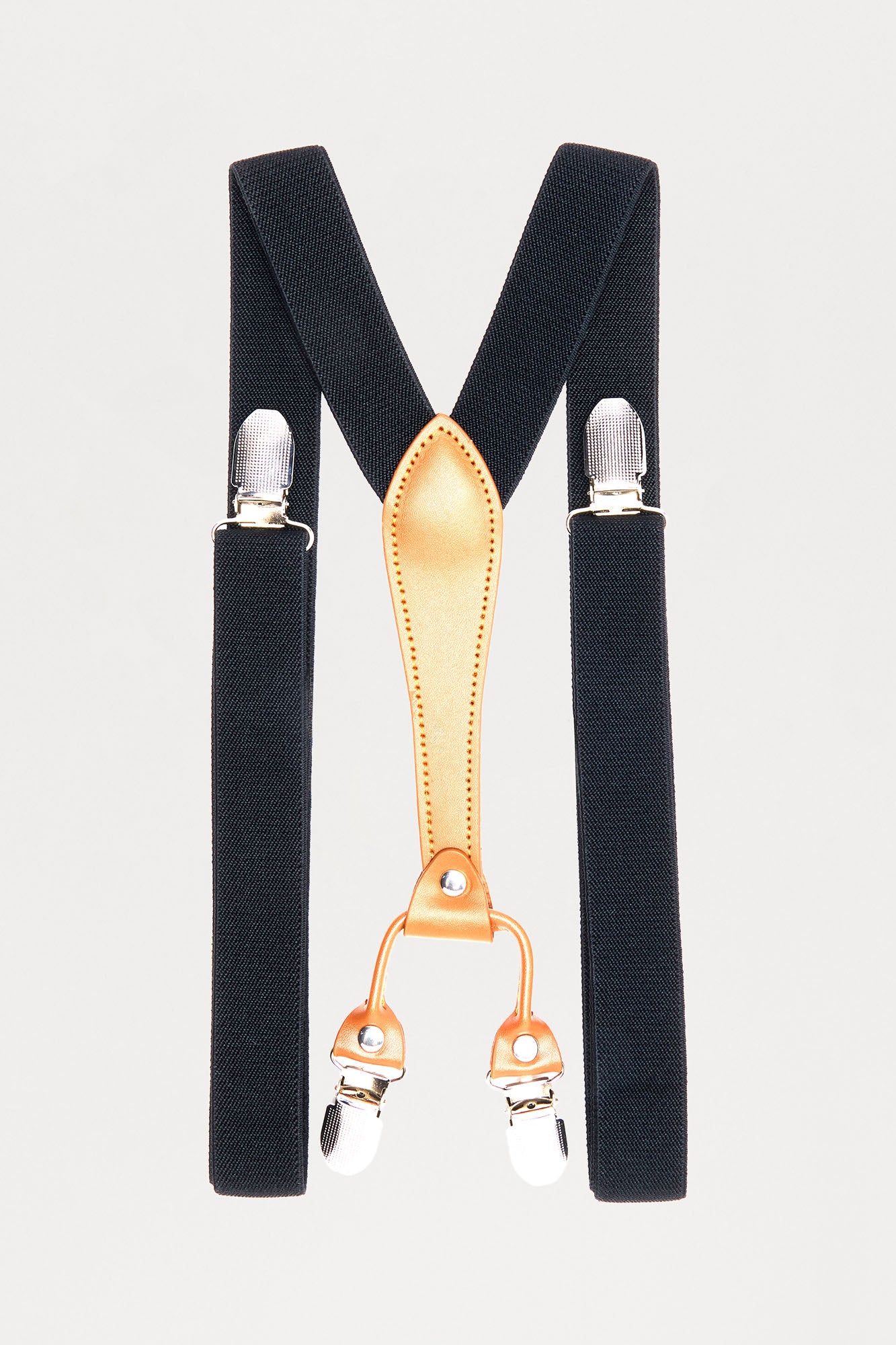 Solid Stretch Fit Adjustable Suspenders - Black