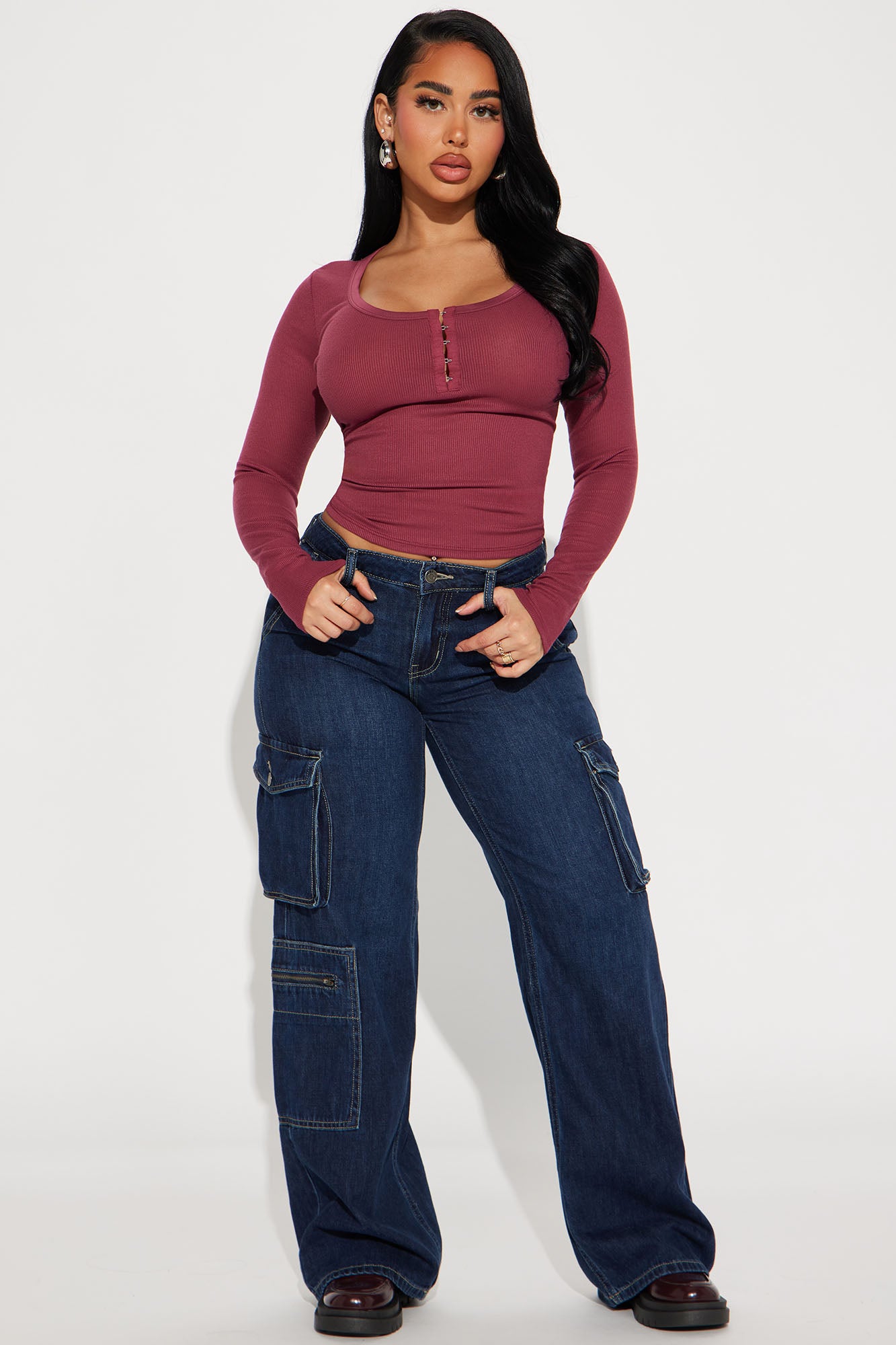 Dawn Ribbed Long Sleeve Top - Mauve