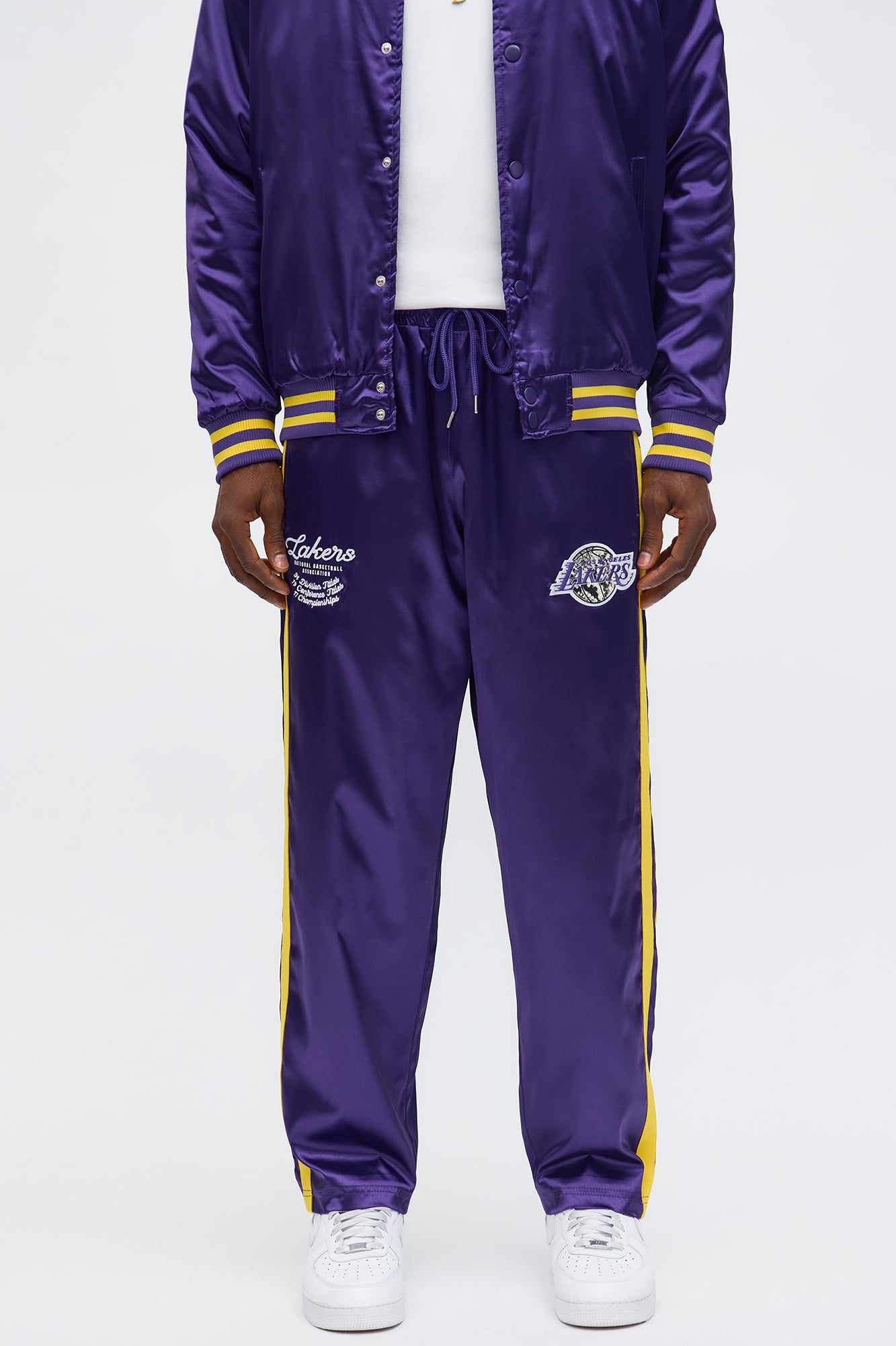 Lakers Night Drift Satin Straight Pants - Purple
