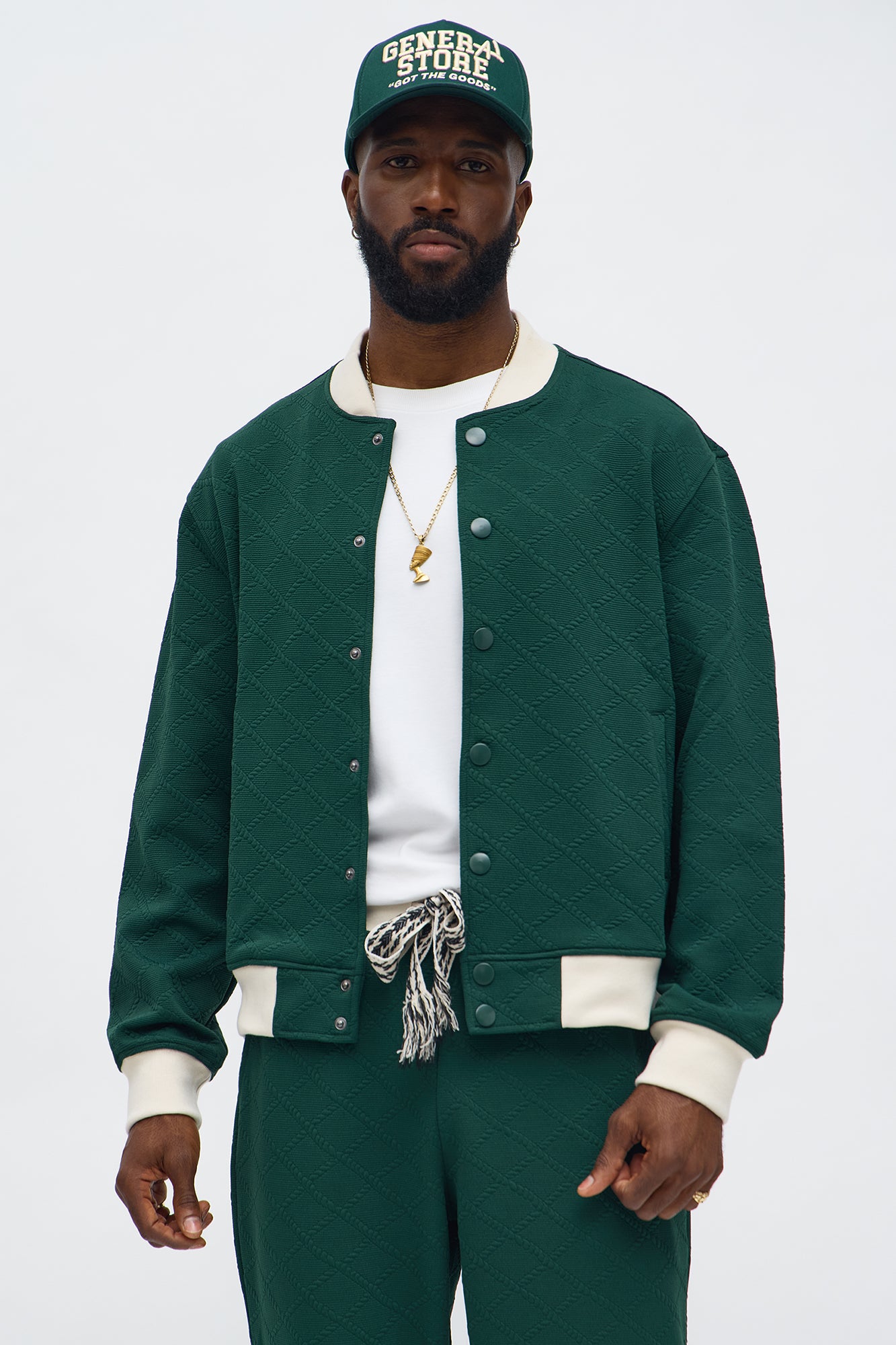 Duke Textured Bomber Jacket - Green