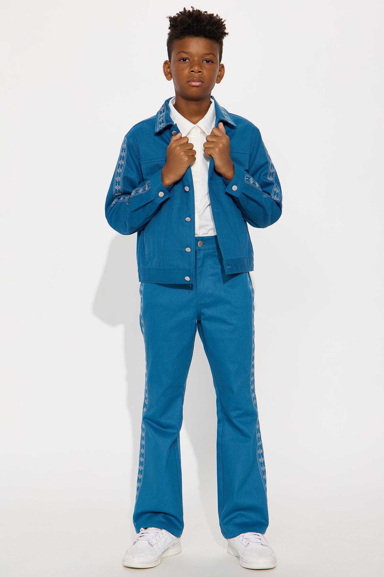 Mini On A Loop Embroidered Stitch Trucker Jacket - Blue