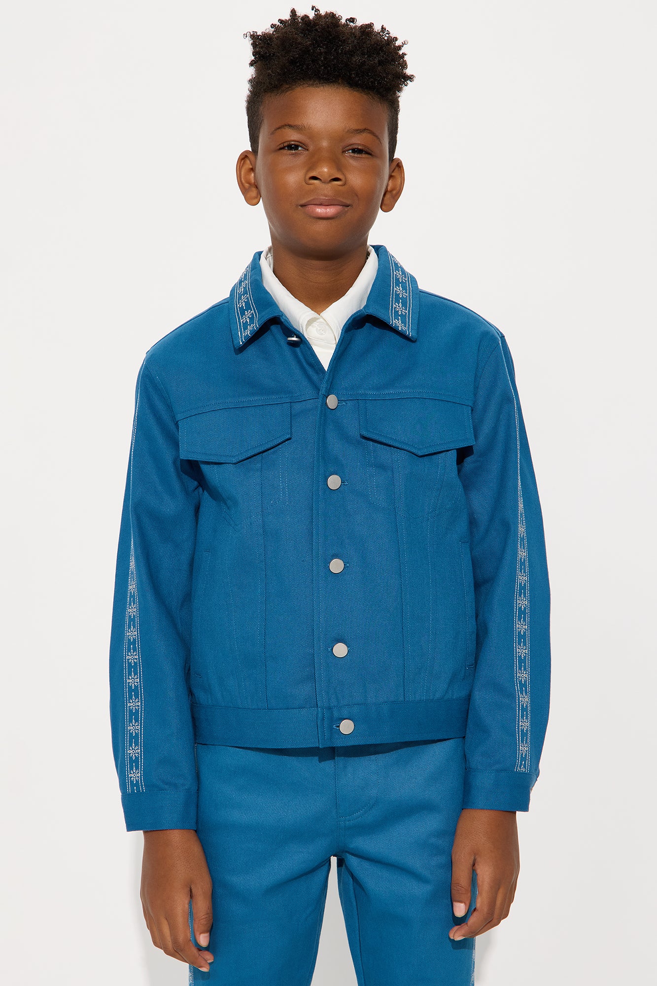 Mini On A Loop Embroidered Stitch Trucker Jacket - Blue