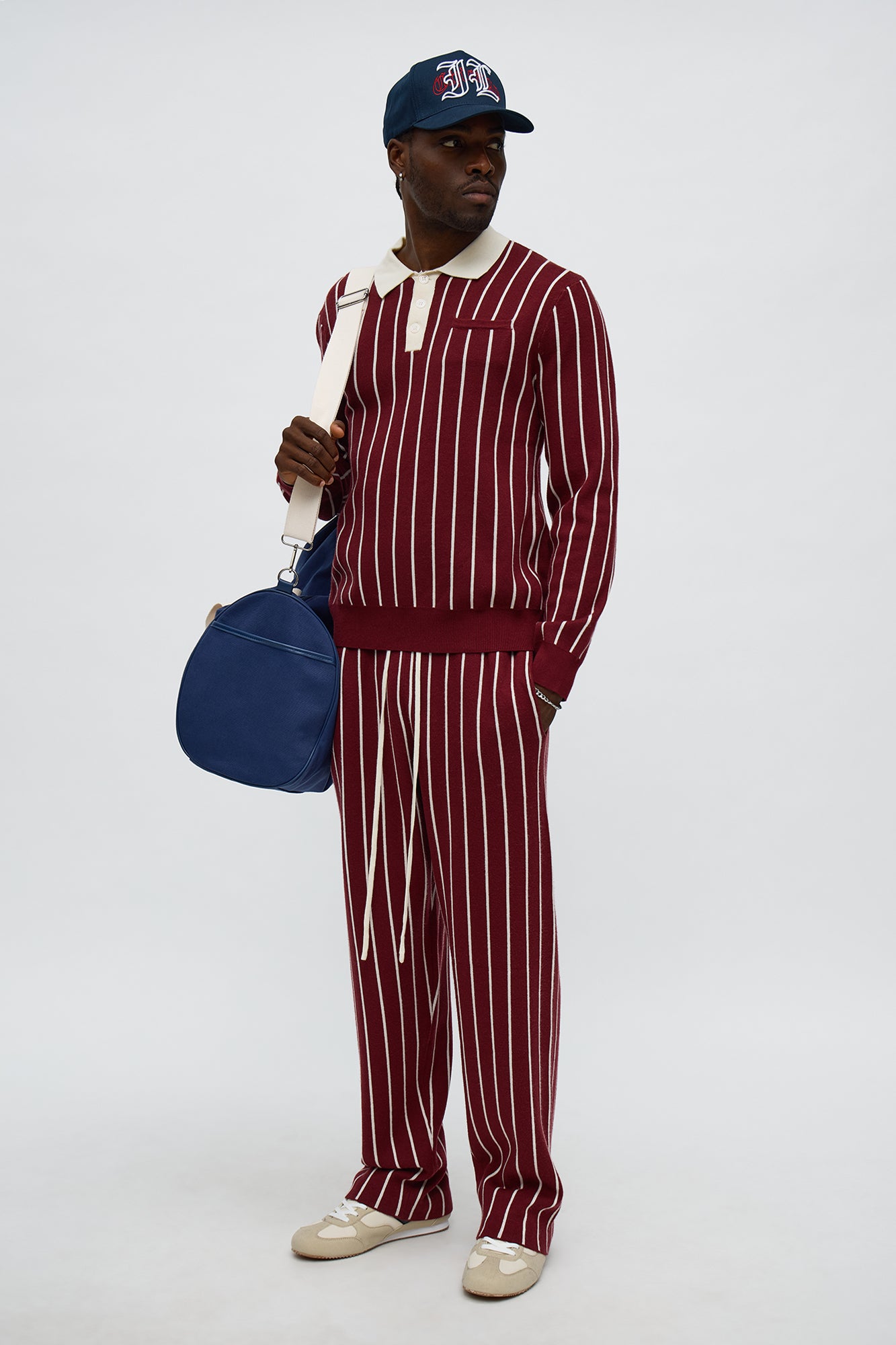 Pinstripe Posh Polo - Burgundy/combo