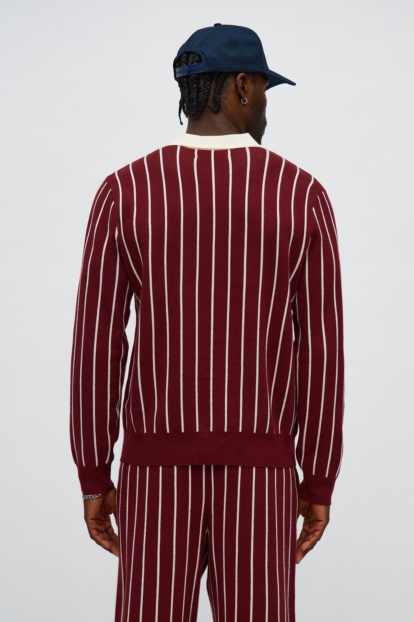 Pinstripe Posh Polo - Burgundy/combo