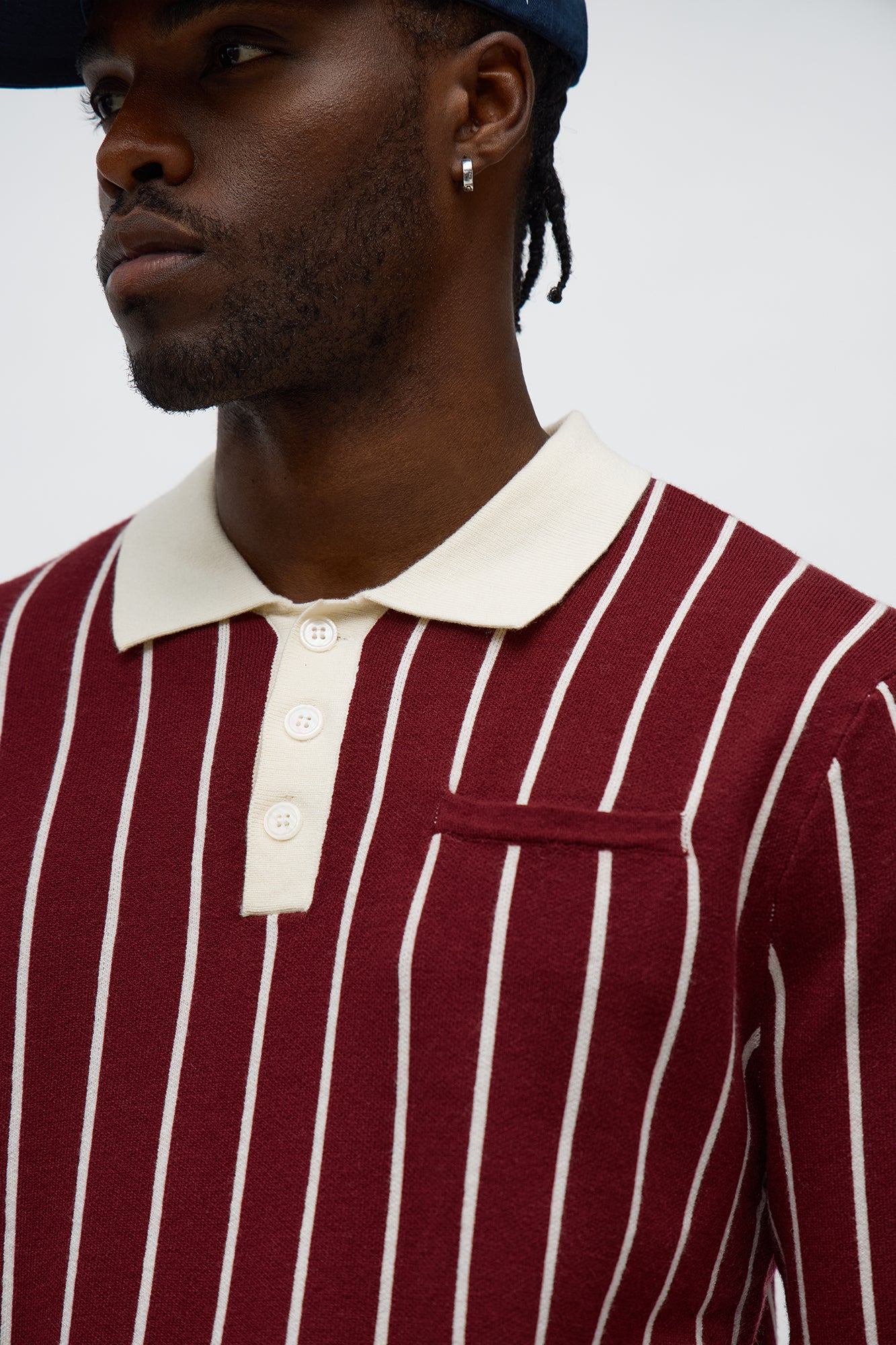 Pinstripe Posh Polo - Burgundy/combo