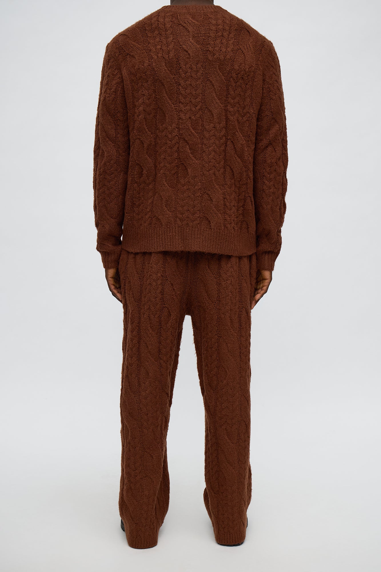 Day To Day Cable Knit Sweatpants - Brown