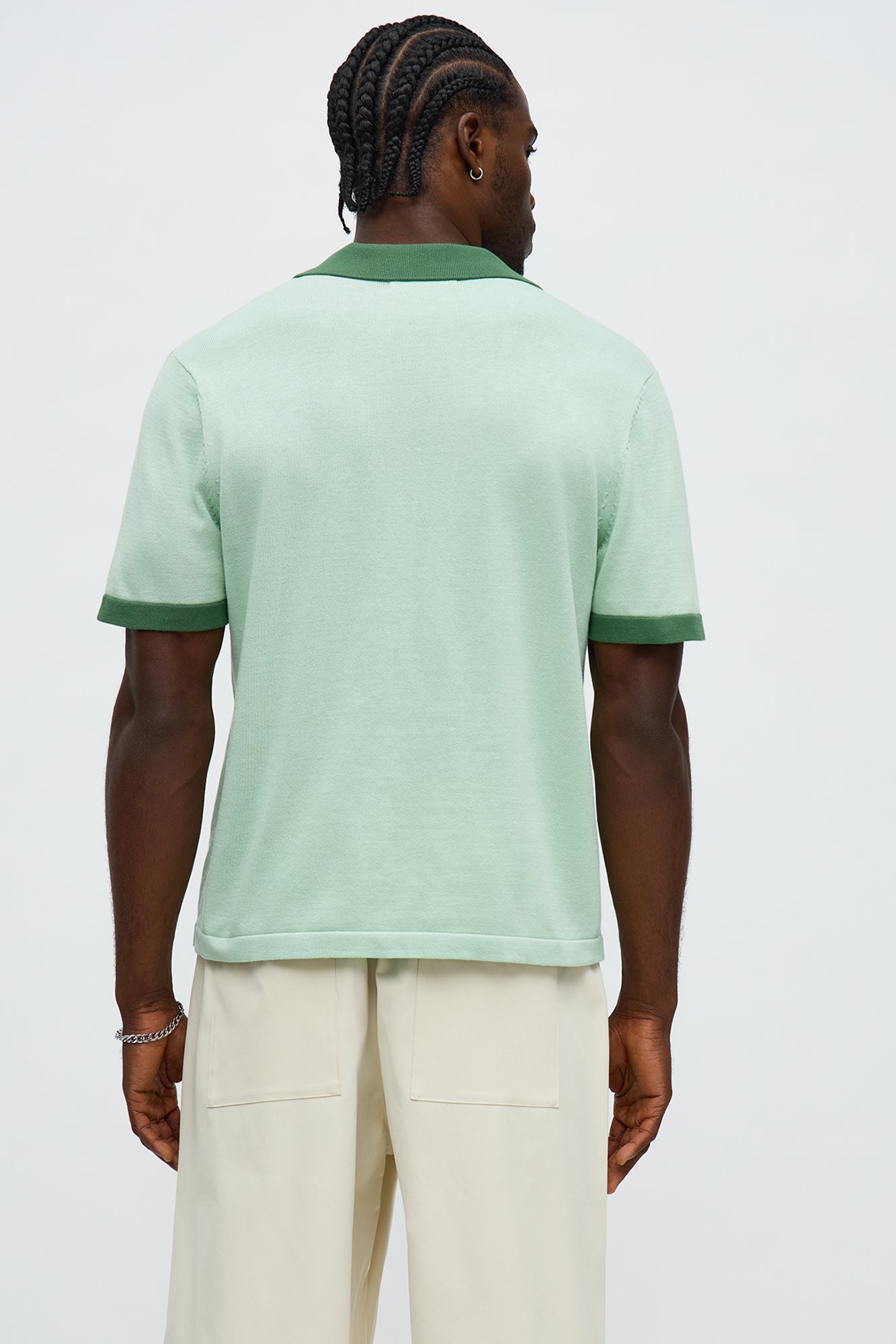 Oversized Exaggerated Pockets Lounge Polo - Green/combo
