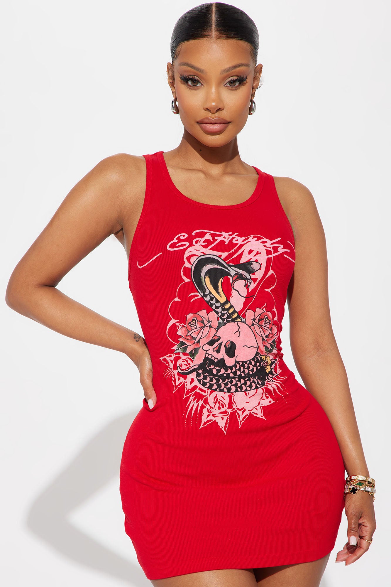 Ed Hardy Cobra Tank Dress - Red