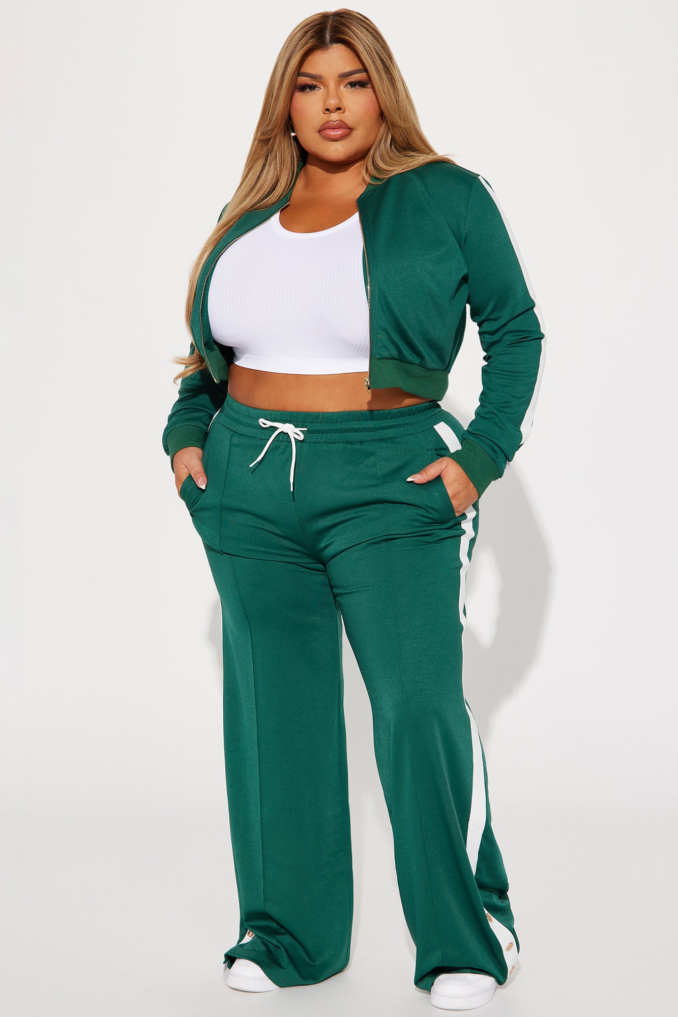 Hanging Out Later Track Pant Set - Hunter