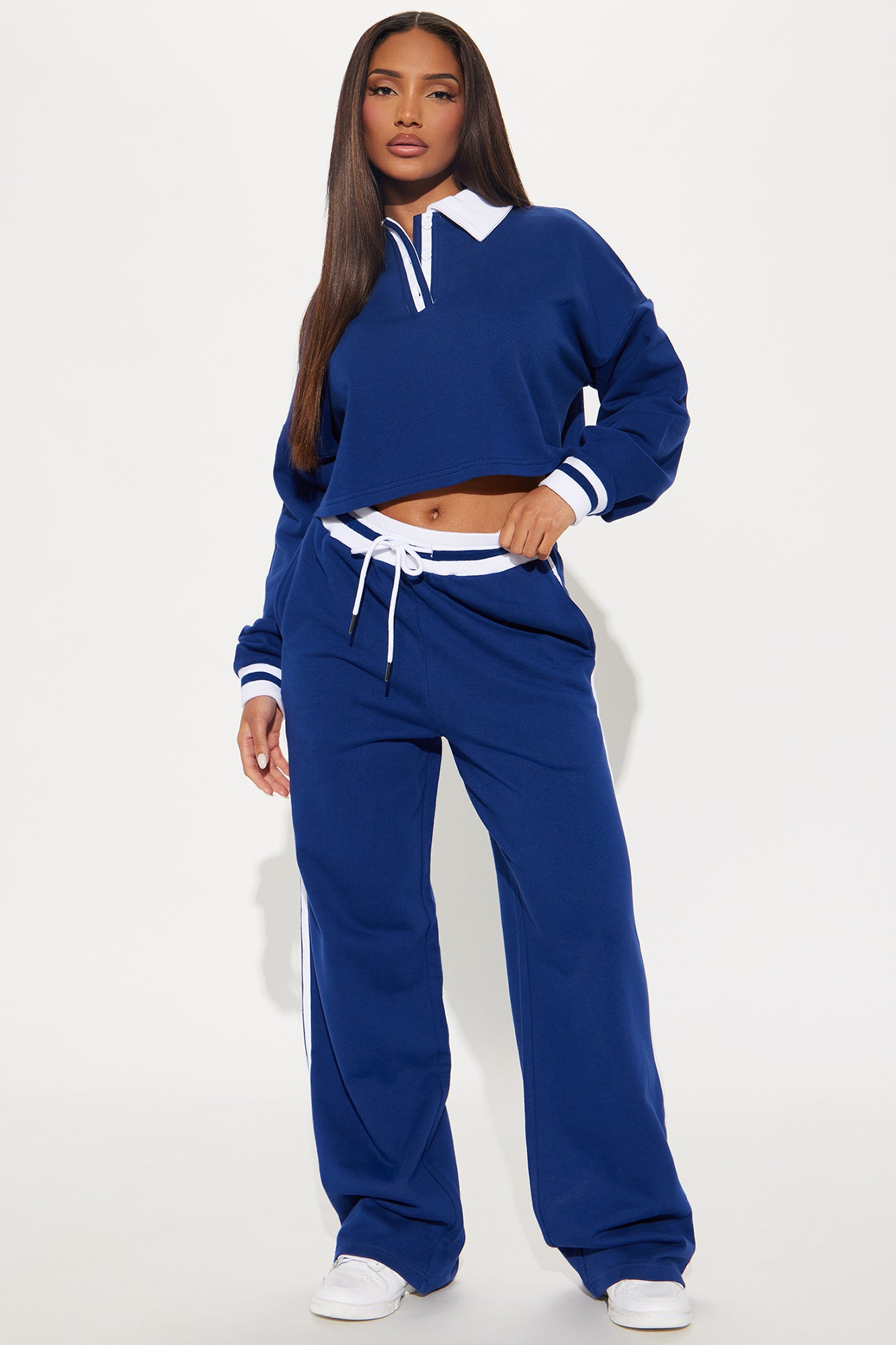 Country Club Polo Fleece Pant Set - Navy