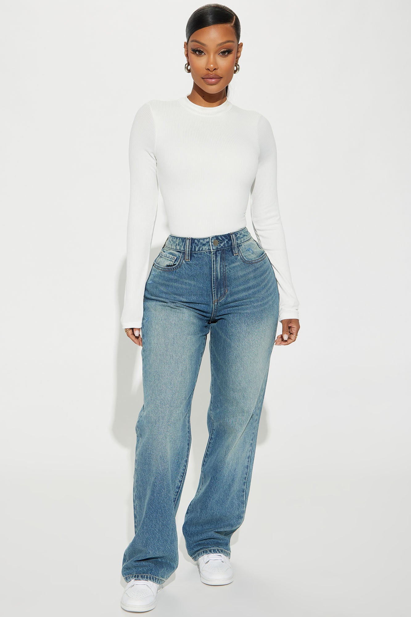 Gina Ribbed Long Sleeve Bodysuit - Off White
