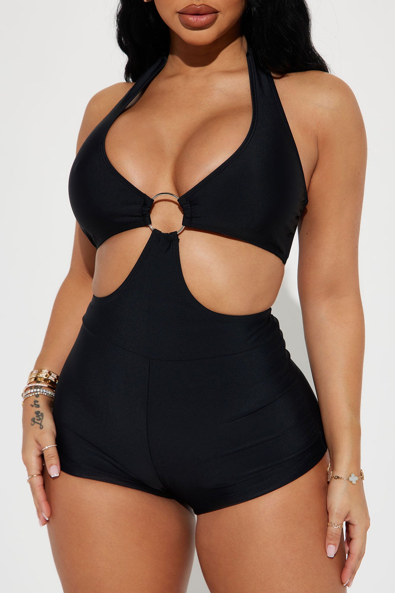 Sophia Cut Out 1 Piece Swimsuit - Black