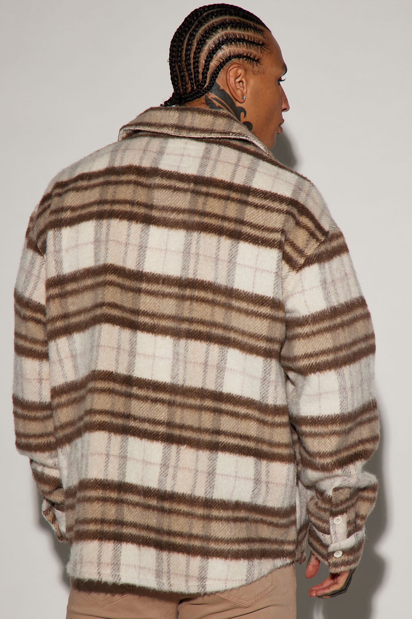 Move Up Plaid Shacket - Cream/combo