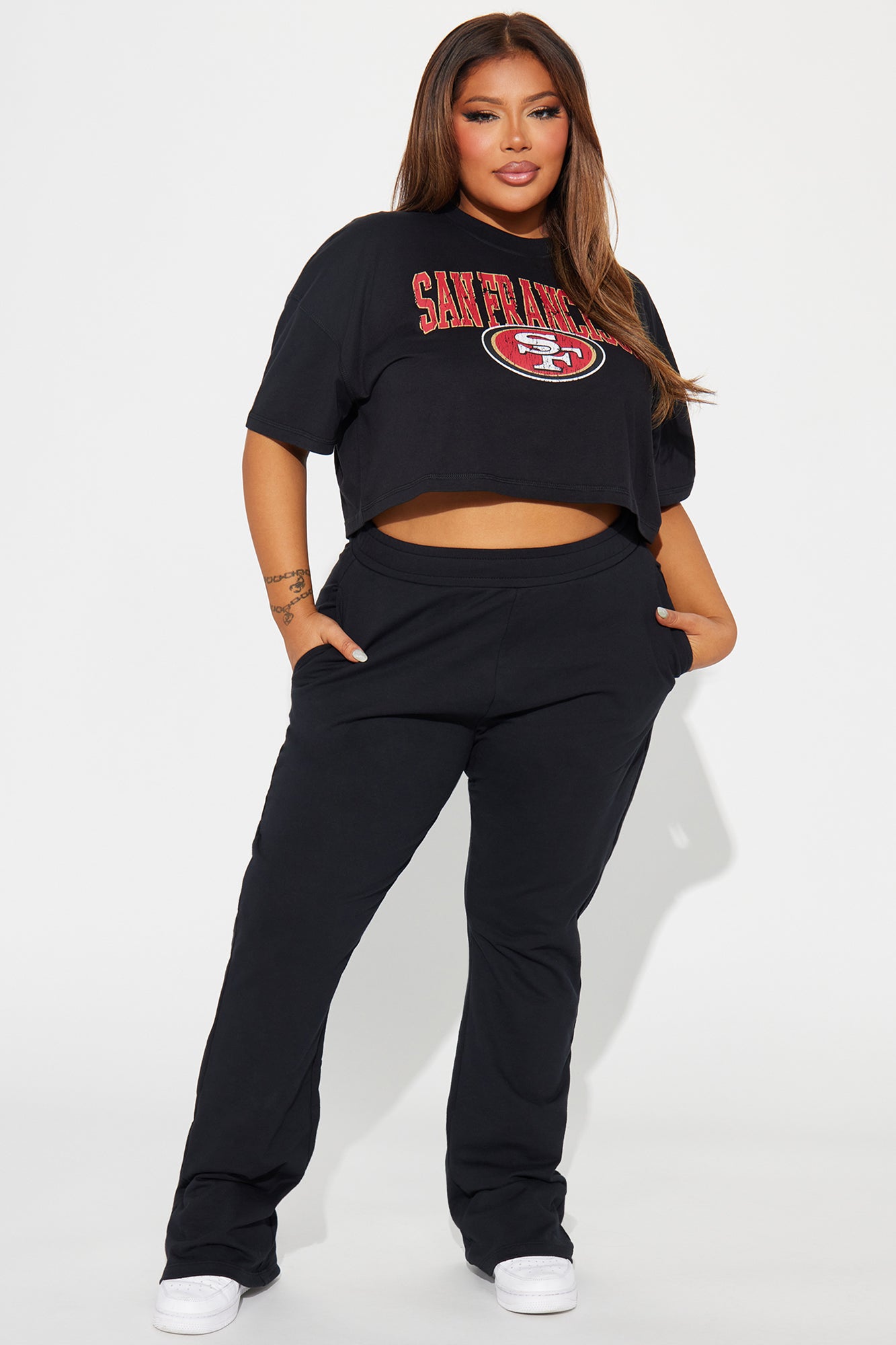 49ers Game Plan Cropped Tee - Black
