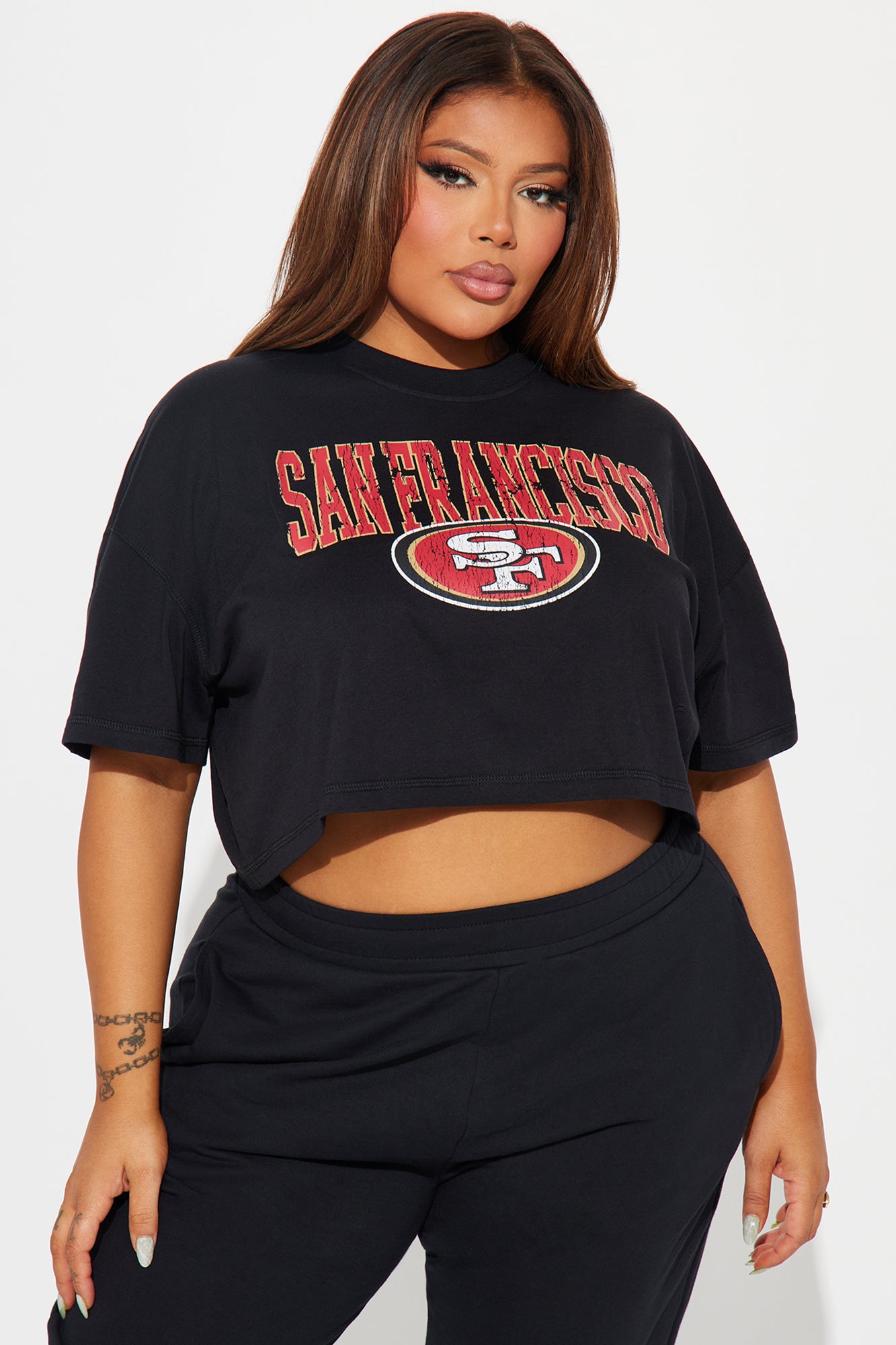 49ers Game Plan Cropped Tee - Black