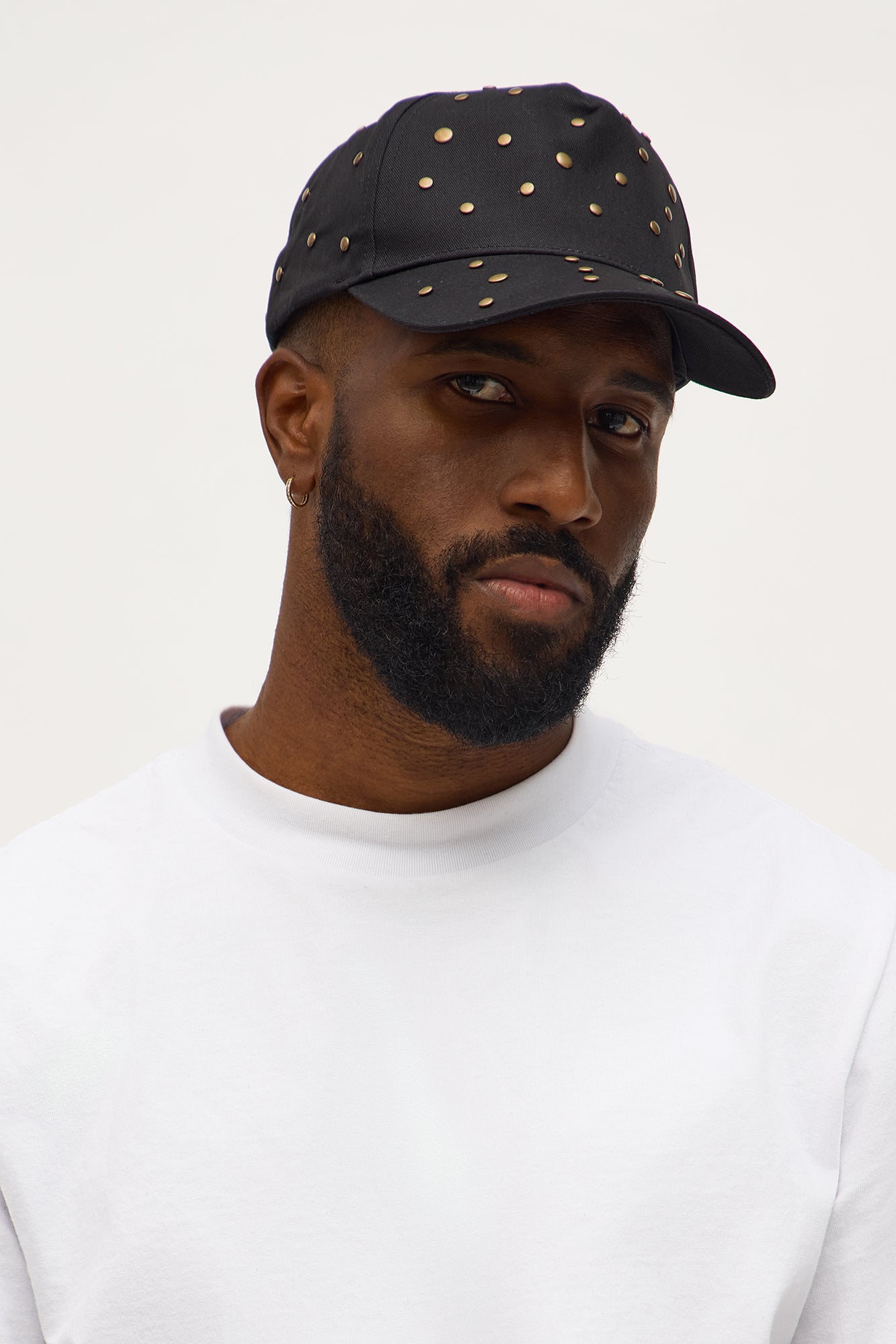 Studded Strapback Hat - Black