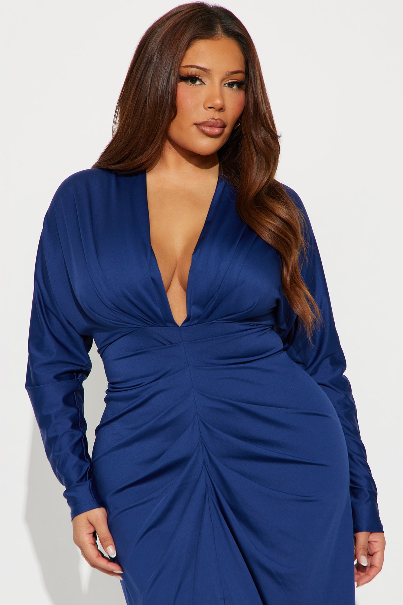 Kennedi Long Sleeve Midi Dress - Navy
