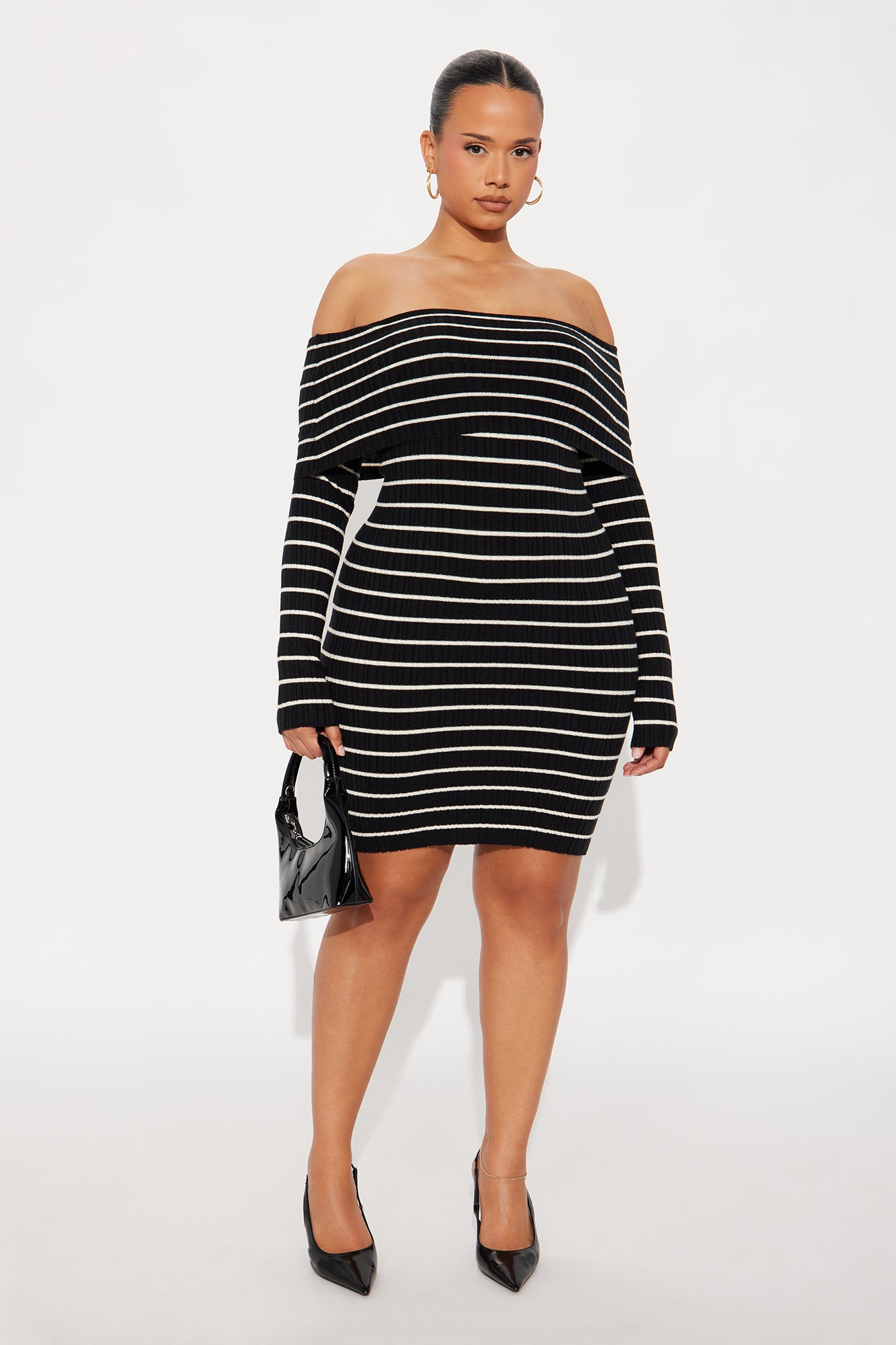 Say It Striped Mini Dress - Black