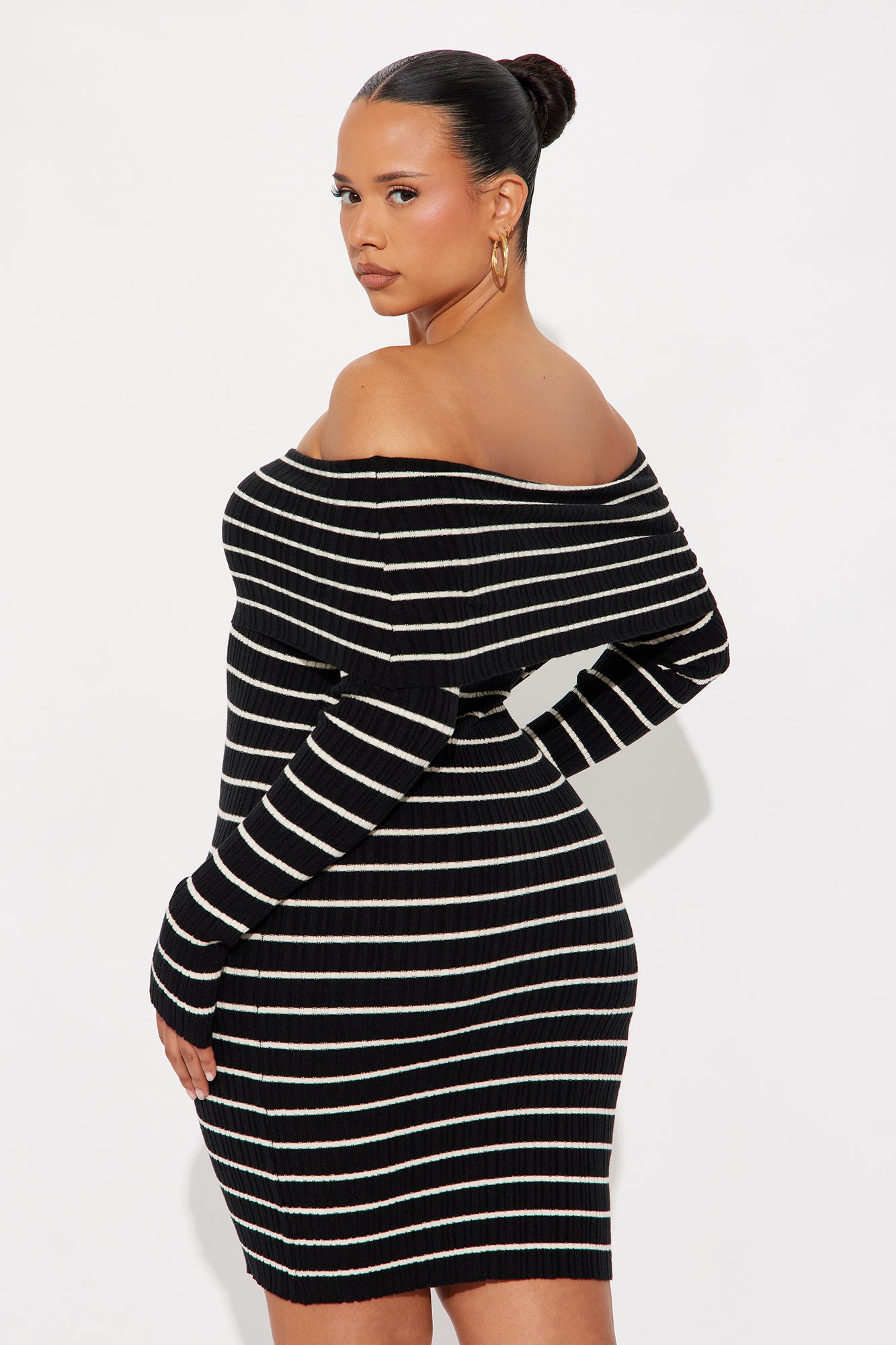 Say It Striped Mini Dress - Black