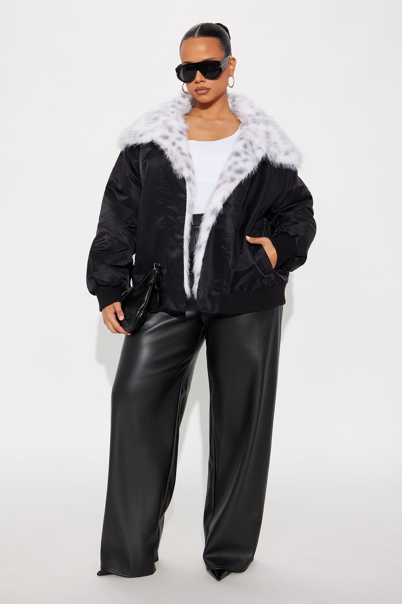 Meow Mode Leopard Print Coat - Black/combo
