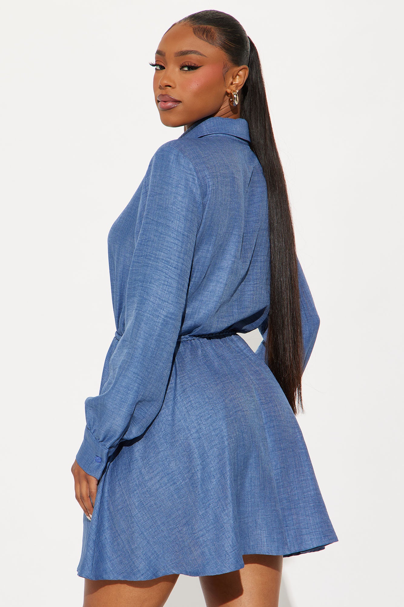 Julia Belted Linen Mini Dress - Denim